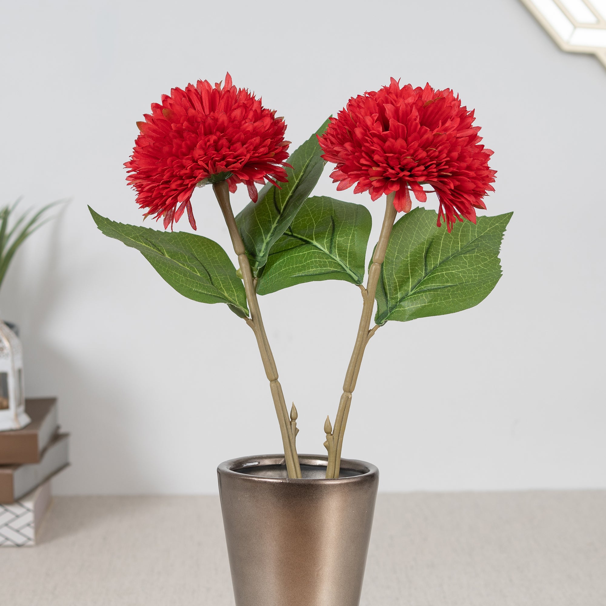 Elora Single Red Daisy Polyester Artificial Flower 42cm in Red Colour