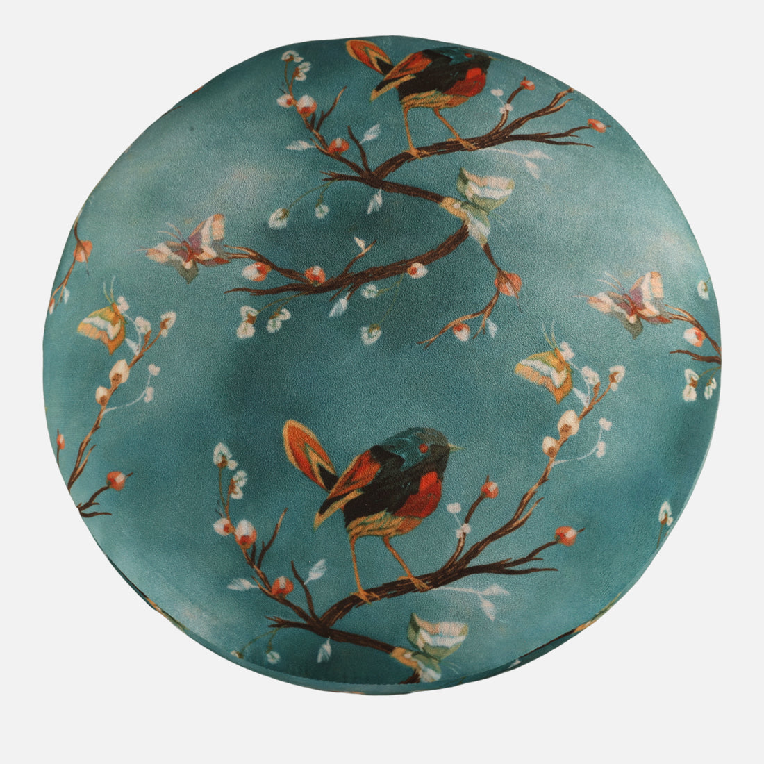 Ordhid Fabric Ottomans in Printed Blue Colour