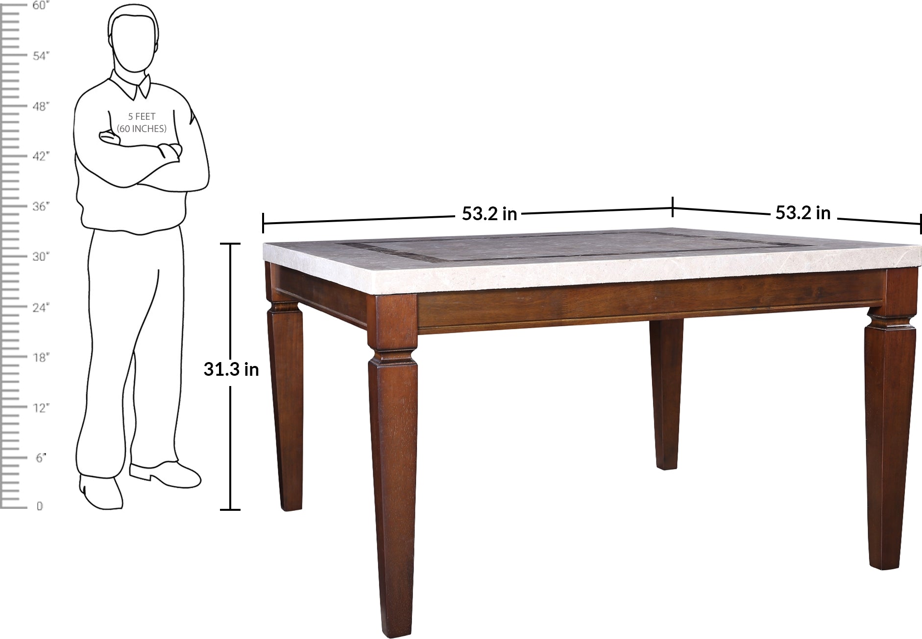 Bliss Marble Top 4 Seater Dining Set with Inlay in Beige Colour