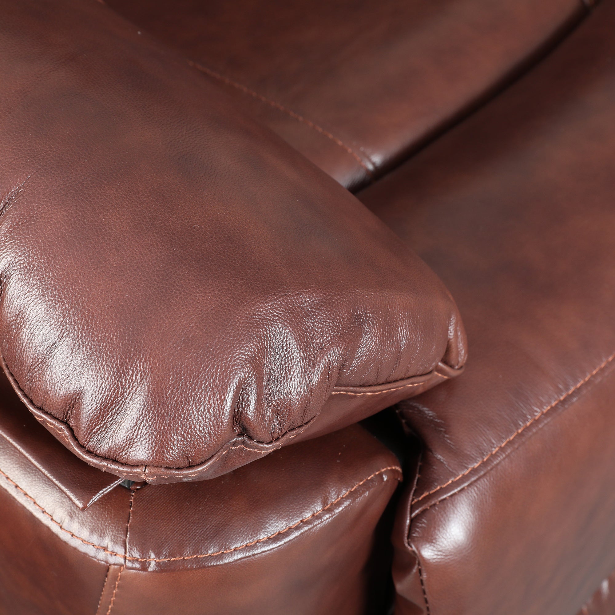 Charles Half Leather Three Seater Recliner in Brown Colour