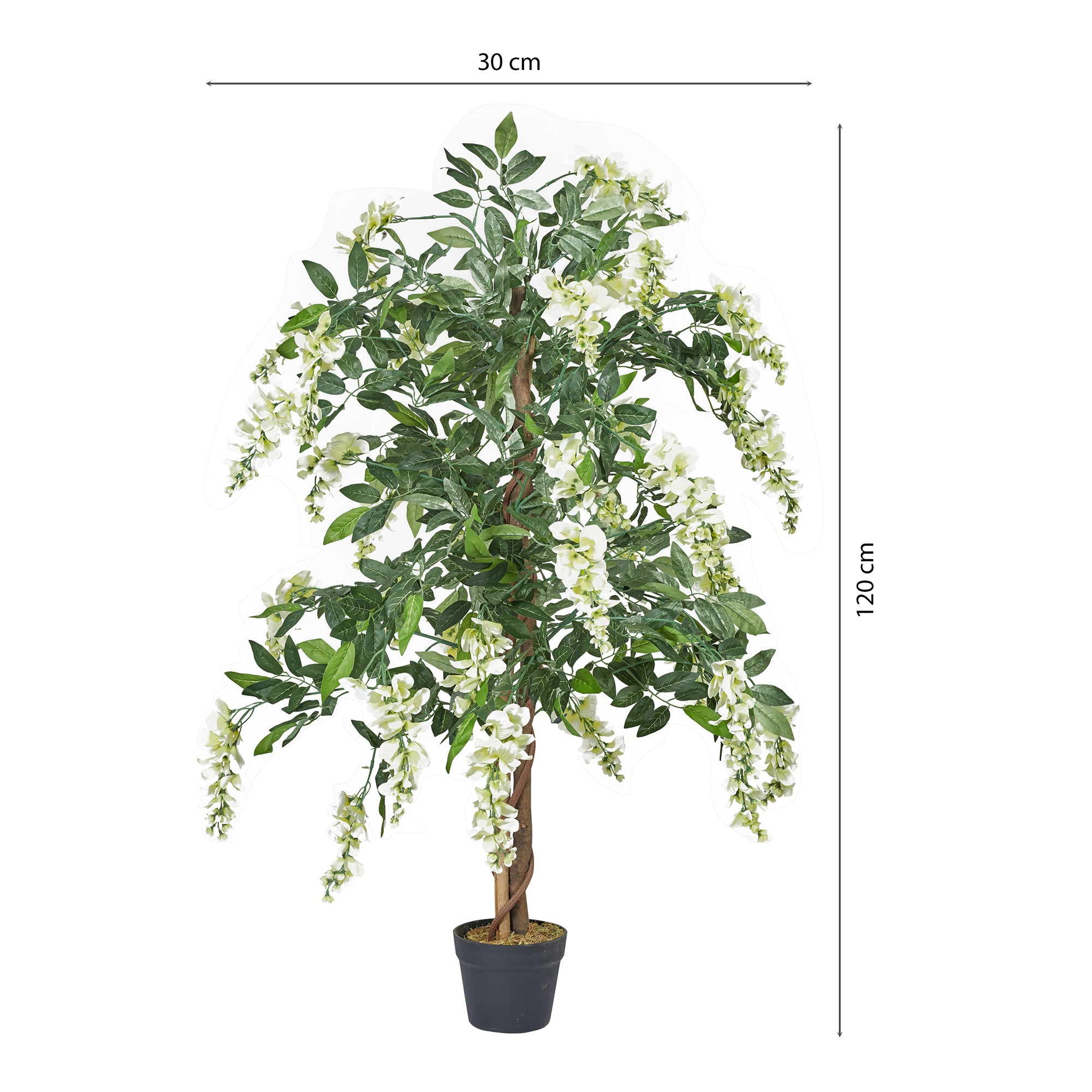 Ilana Artificial Wisteria Potted Tree 120Cm in White Colour