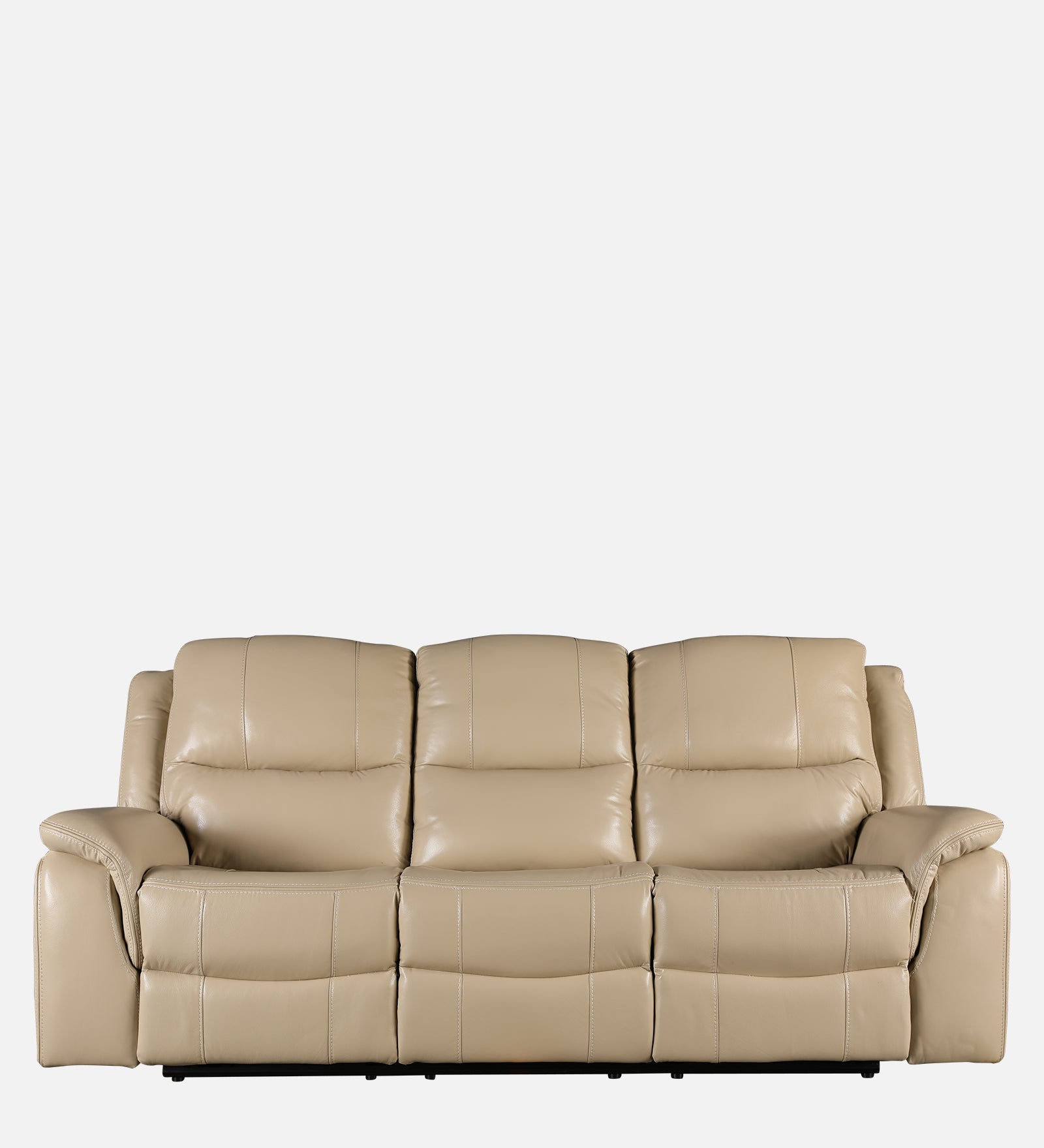 Murray Half Leather Three Seater Recliner in Beige Colour