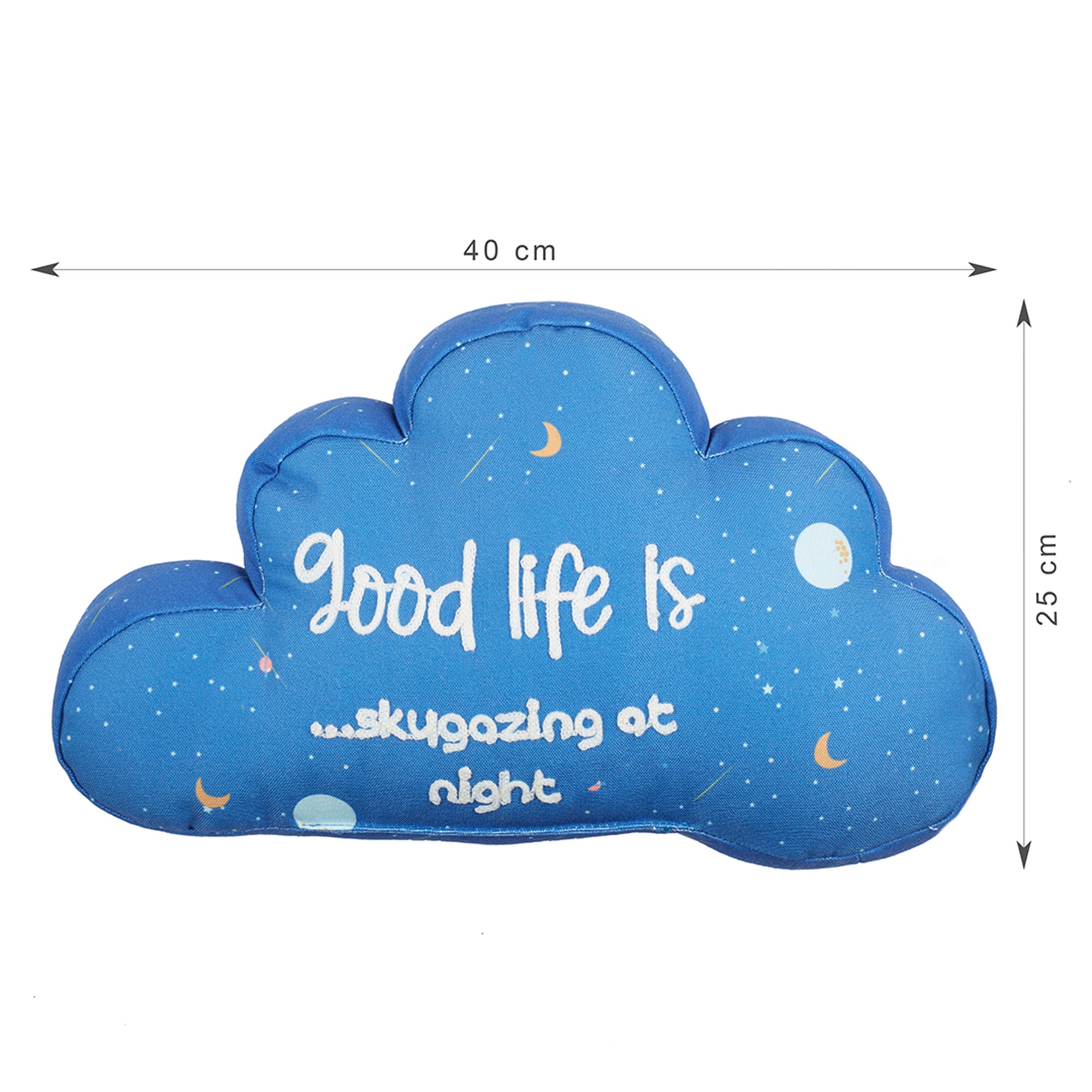 Good Life  Reversible Cloud Digital Printed Shaped Cushion 40x25 Cm in Navy Colour