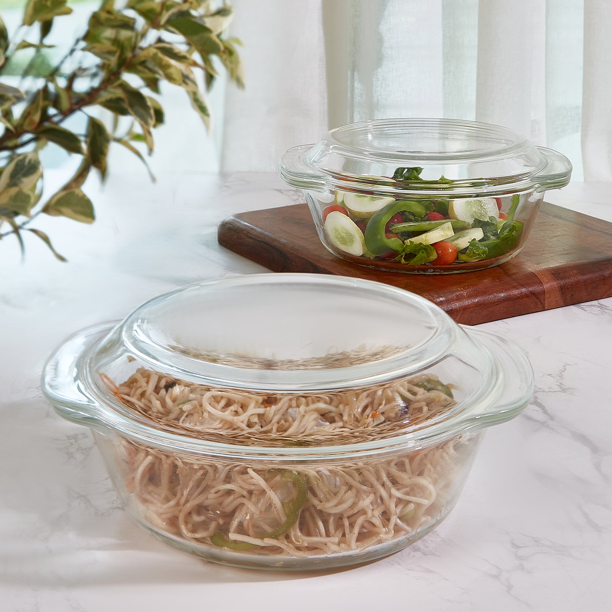 Fiesta Borosilicate Glass Casserole Set of 4 in Clear Colour
