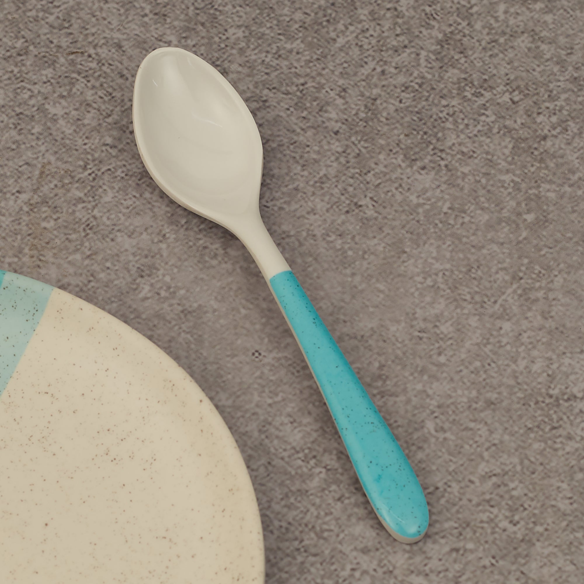 Emilia Melamine Speckles Table Spoon in Dusky Blue Colour