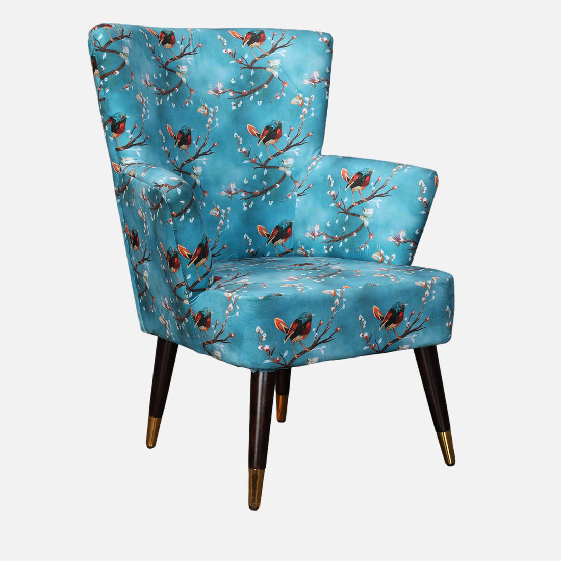 Peony Fabric Arm Chairs in Blue Colour