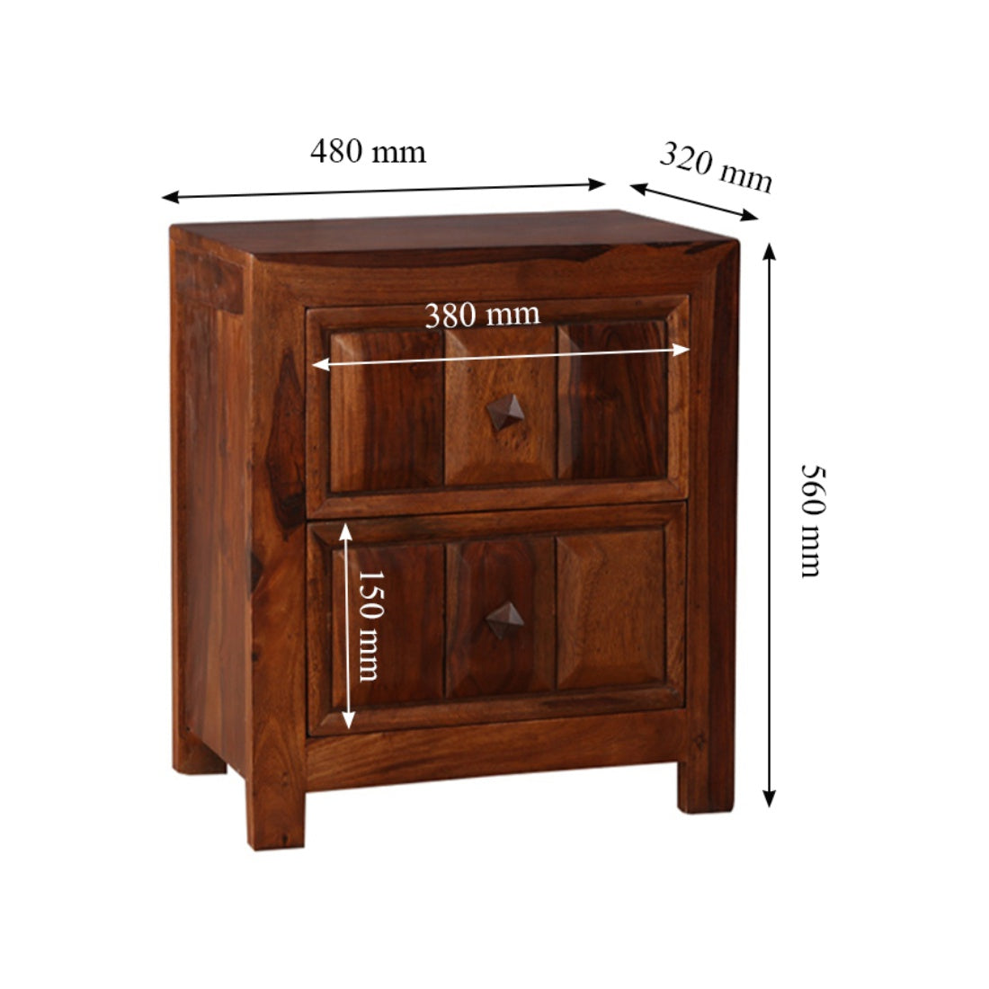 Woodrow Sheesham Wood(Rosewood) Night Stand in Honey Colour