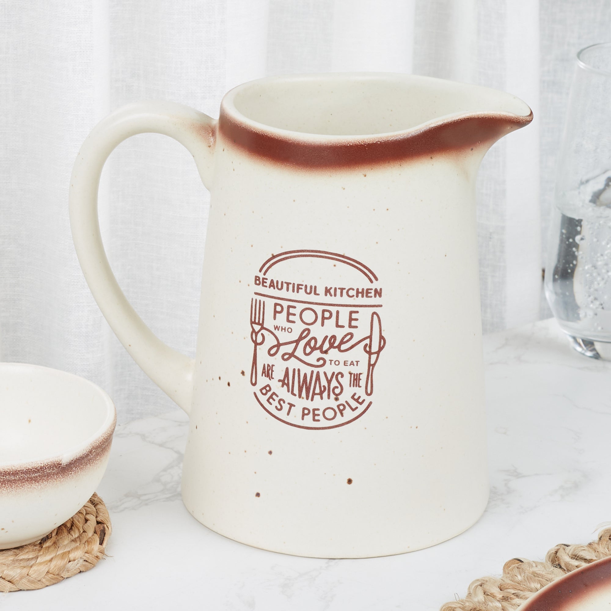 Beautiful Kitchen Studio Pottery Stoneware Water Jug in Beige Colour