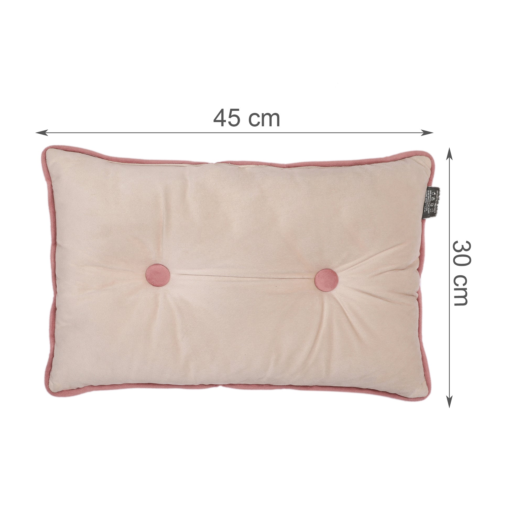 Velvet Solid Dori Filled Cushion Beige, 30X45cm