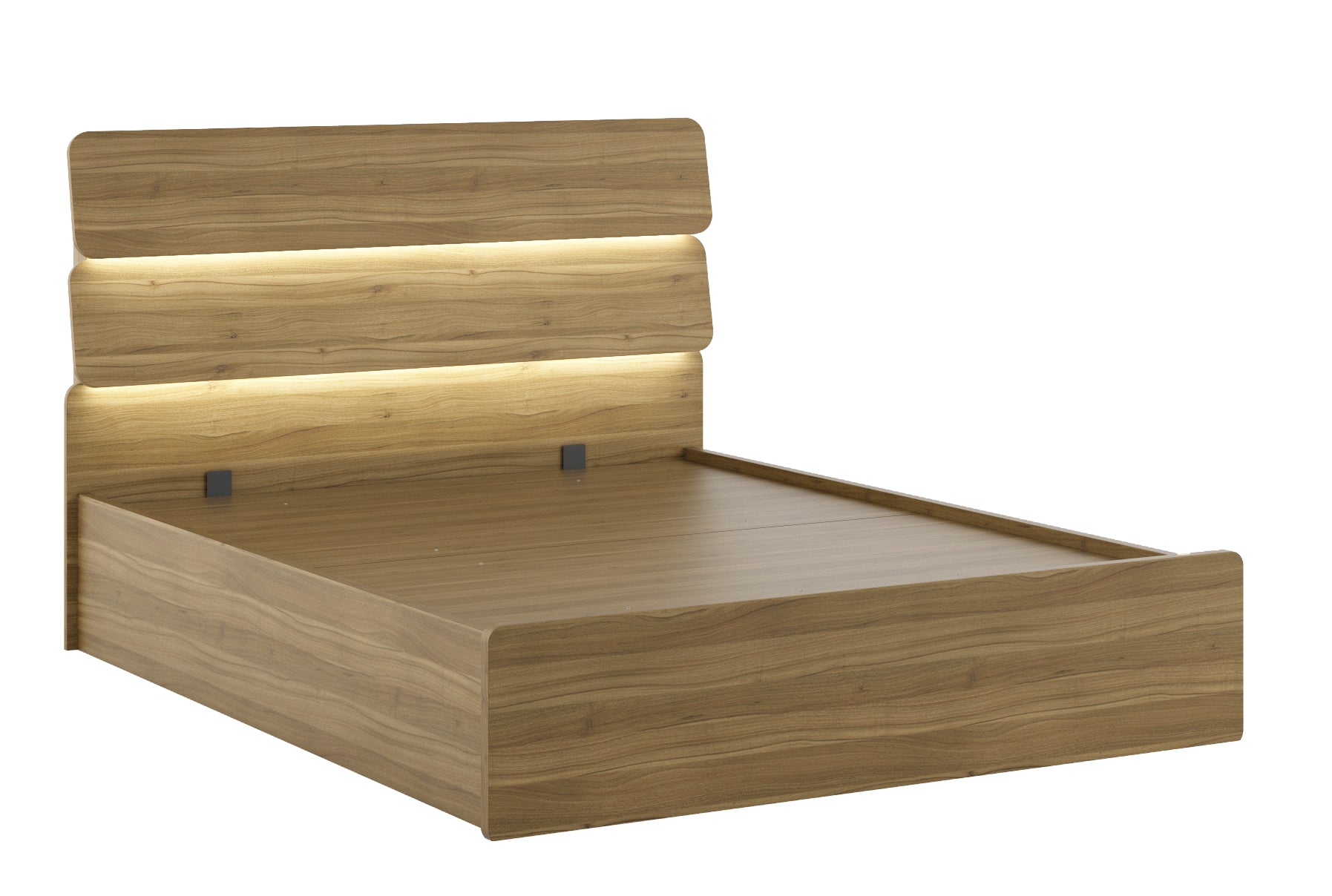 Freya  Queen Bed With Hydraulic Storage in Natural Teak Colour