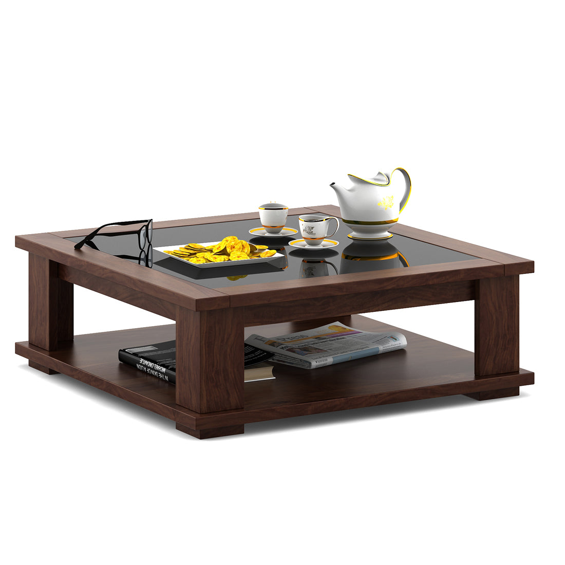 Antwerp  Center Table With Glass in Sheesham Colour