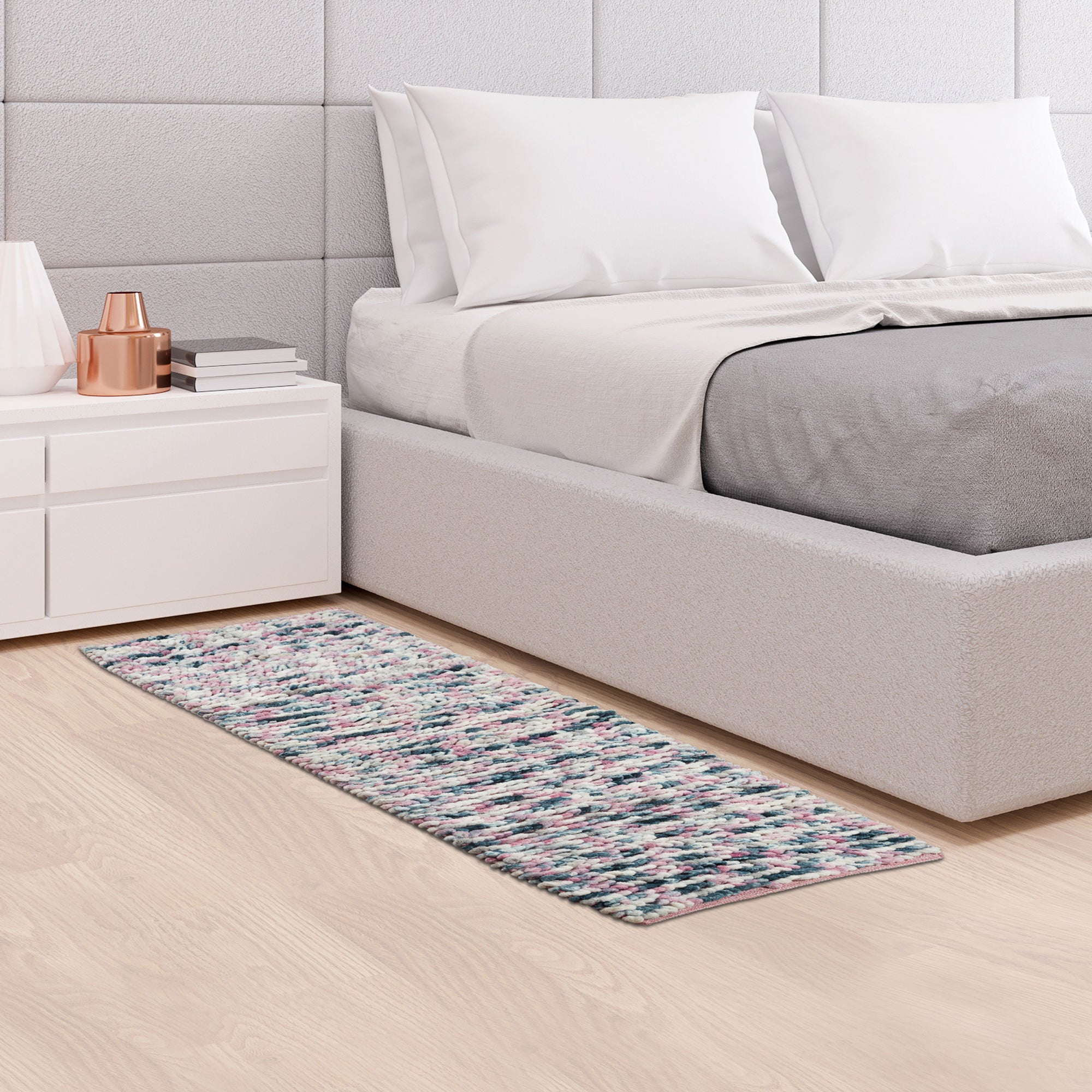 Emilia Micro Chenille Multipurpose Loop Runner 60x152 Cm in Blush Blue Colour