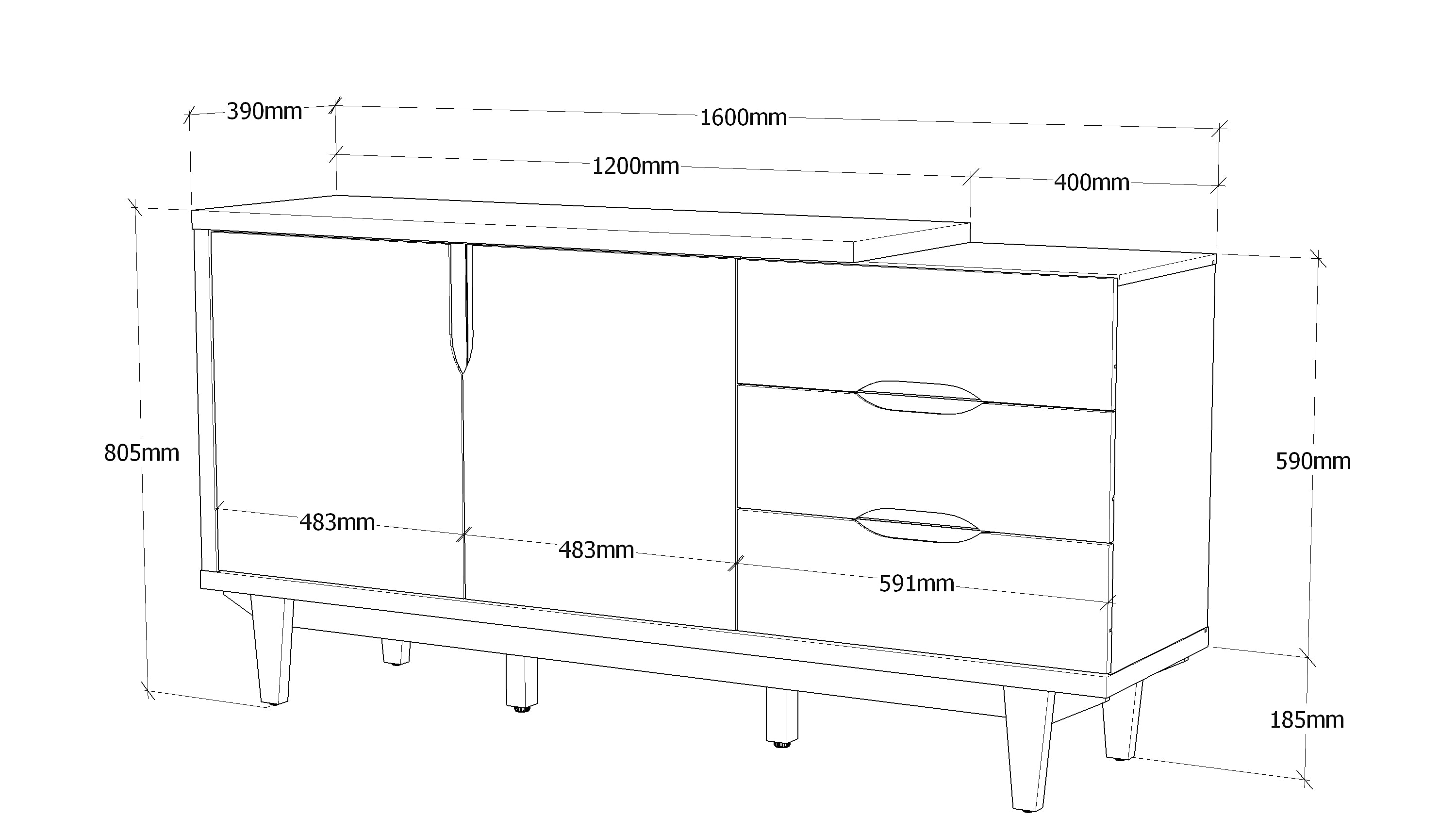 Carmel Sideboard in White & Brown Colour