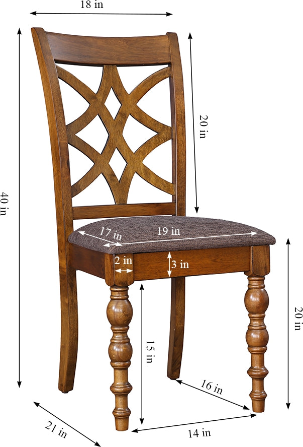 Tobago Solidwood Dining Chair Set of 2 in Antique Walnut Colour