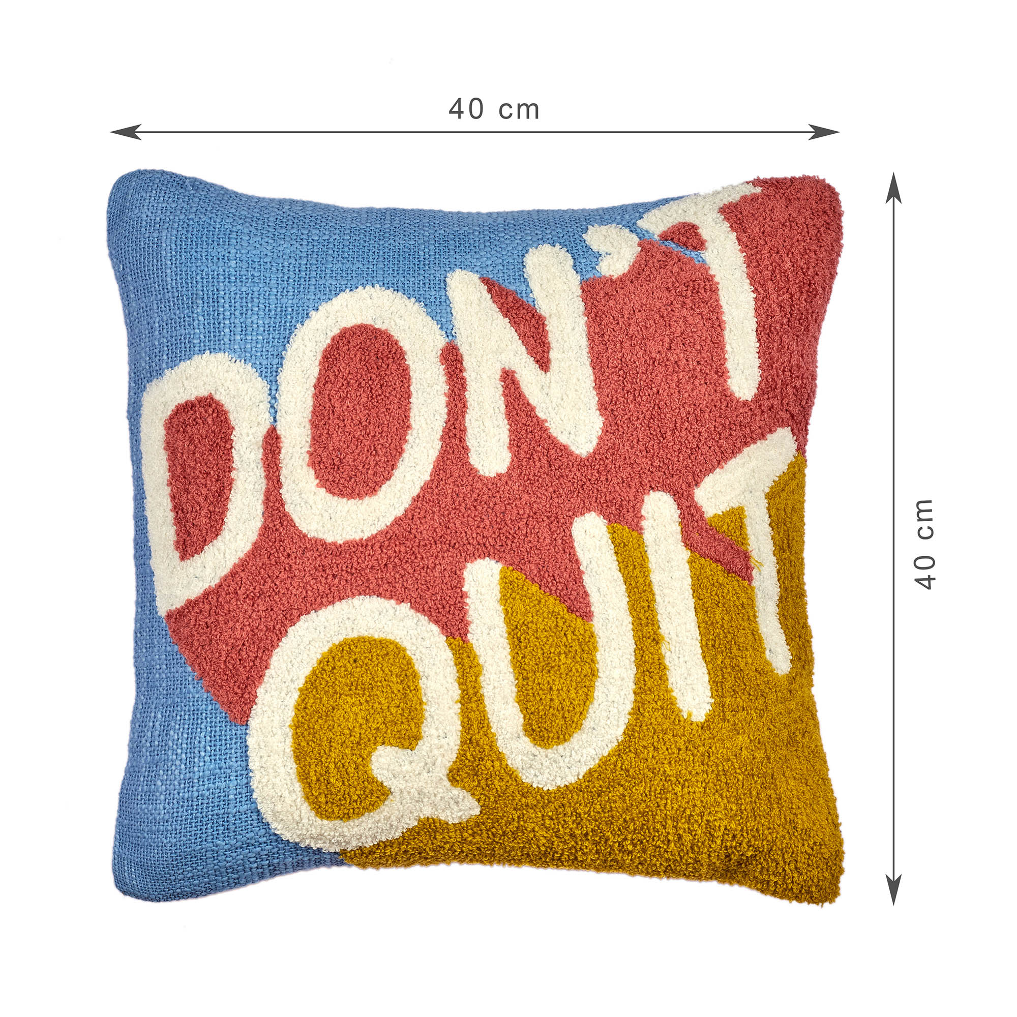 Pop Modern  Text Crewel Embroidered Cushion Cover 40x40 Cm in Multi Colour