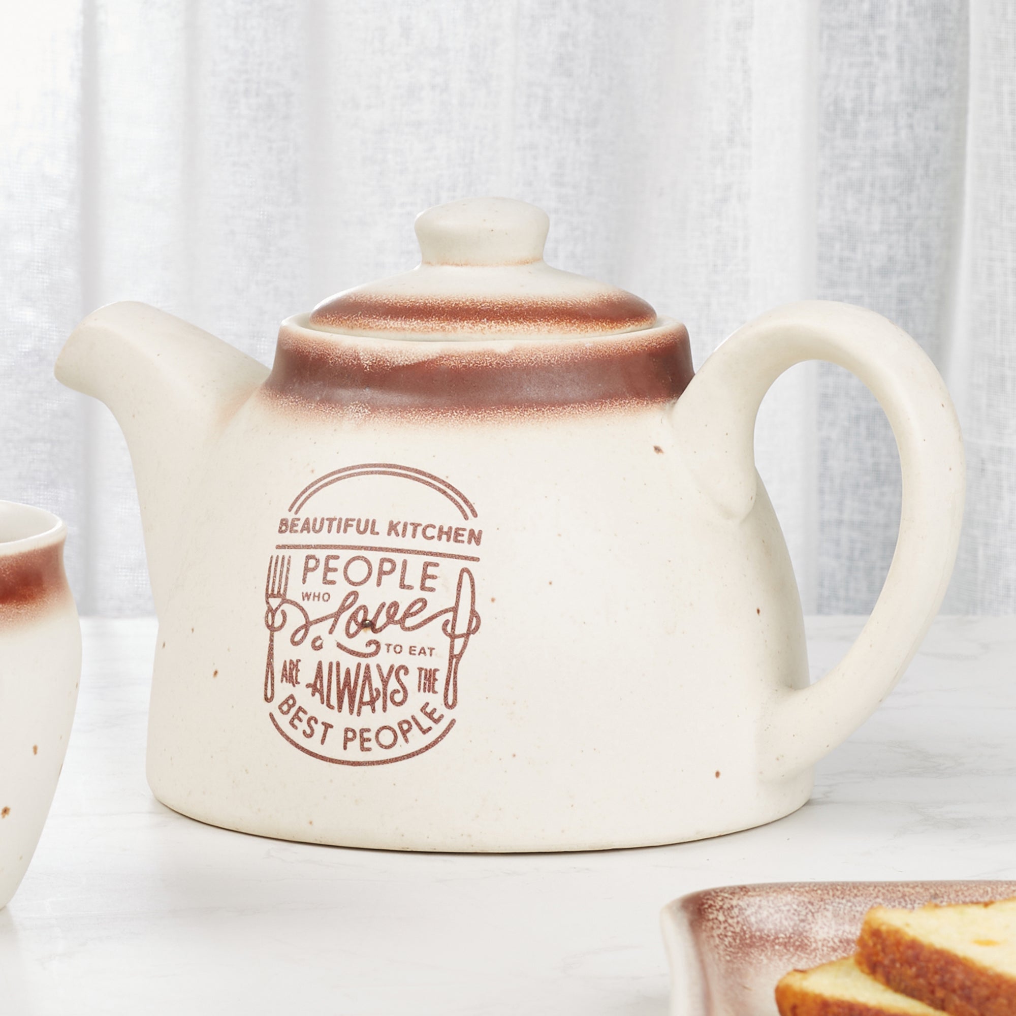 Beautiful Kitchen Studio Pottery Stoneware Tea Pot in Beige Colour