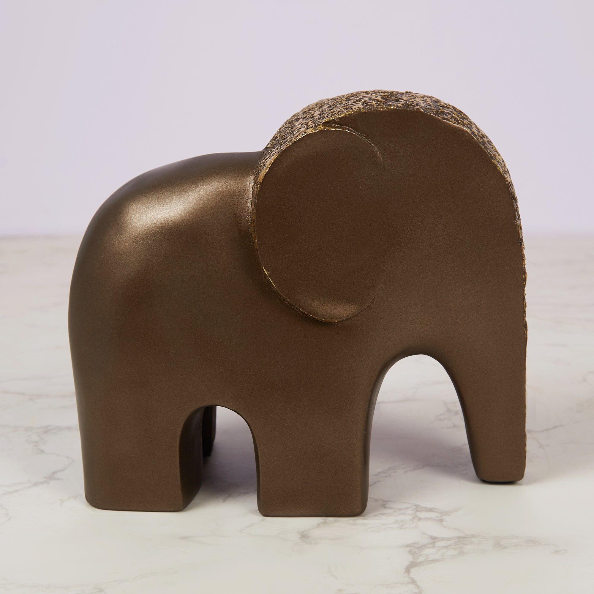 Miraya Contemporary Textured Elephant Polyresin Hand Finished Figurine Bronze 19cm by Living Essence