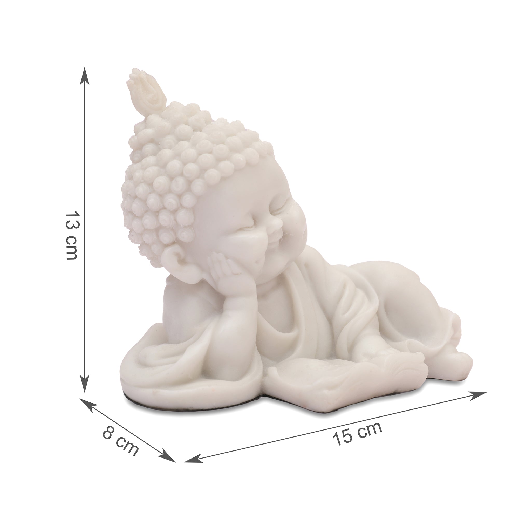 NAQSH READING MONK, POLYRESIN HAND FINISHED FIGURINE WHITE BY LIVNG ESSENCE
