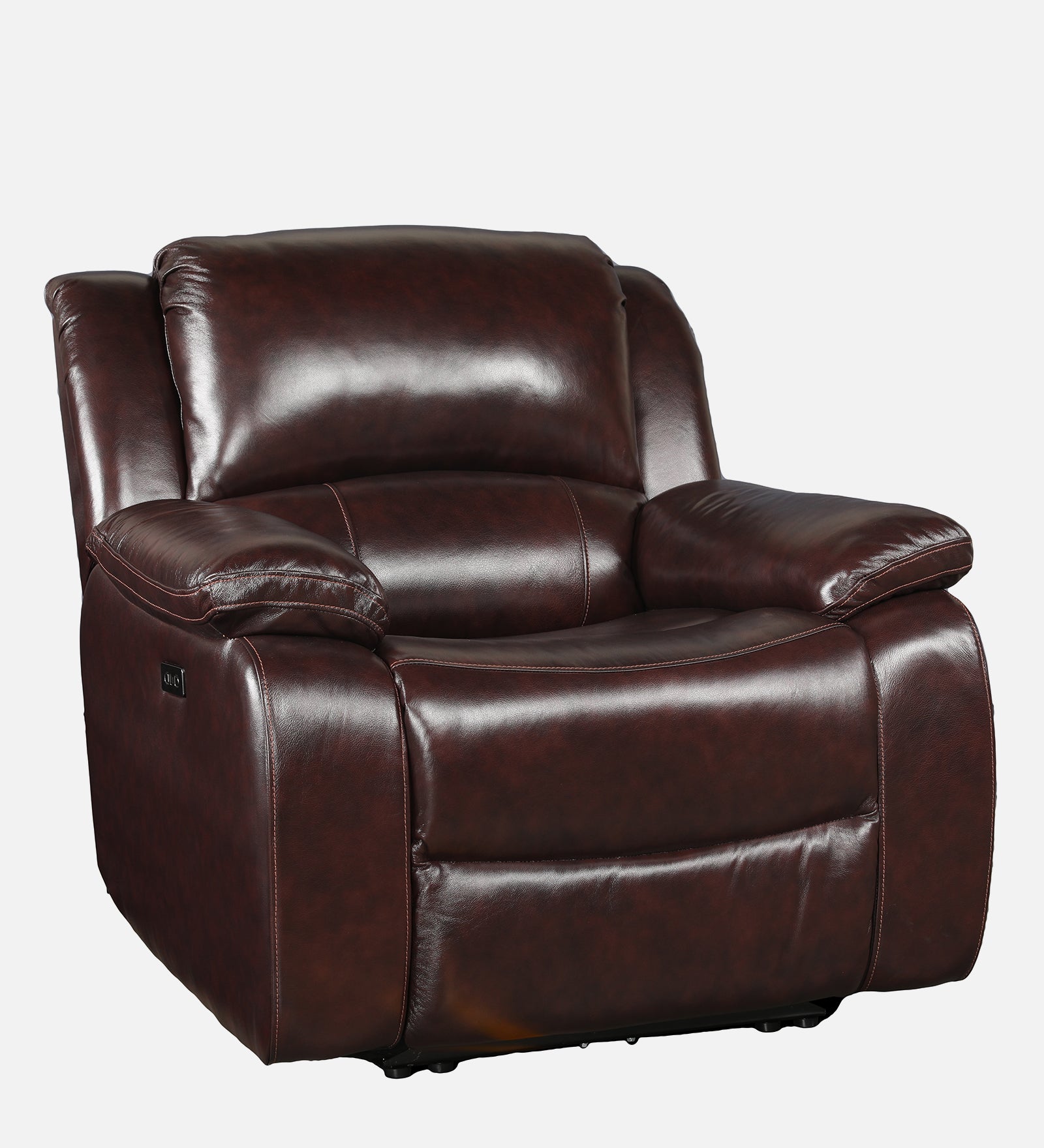 Rhine Half Leather Single Seater Electric Recliner in Brown Colour