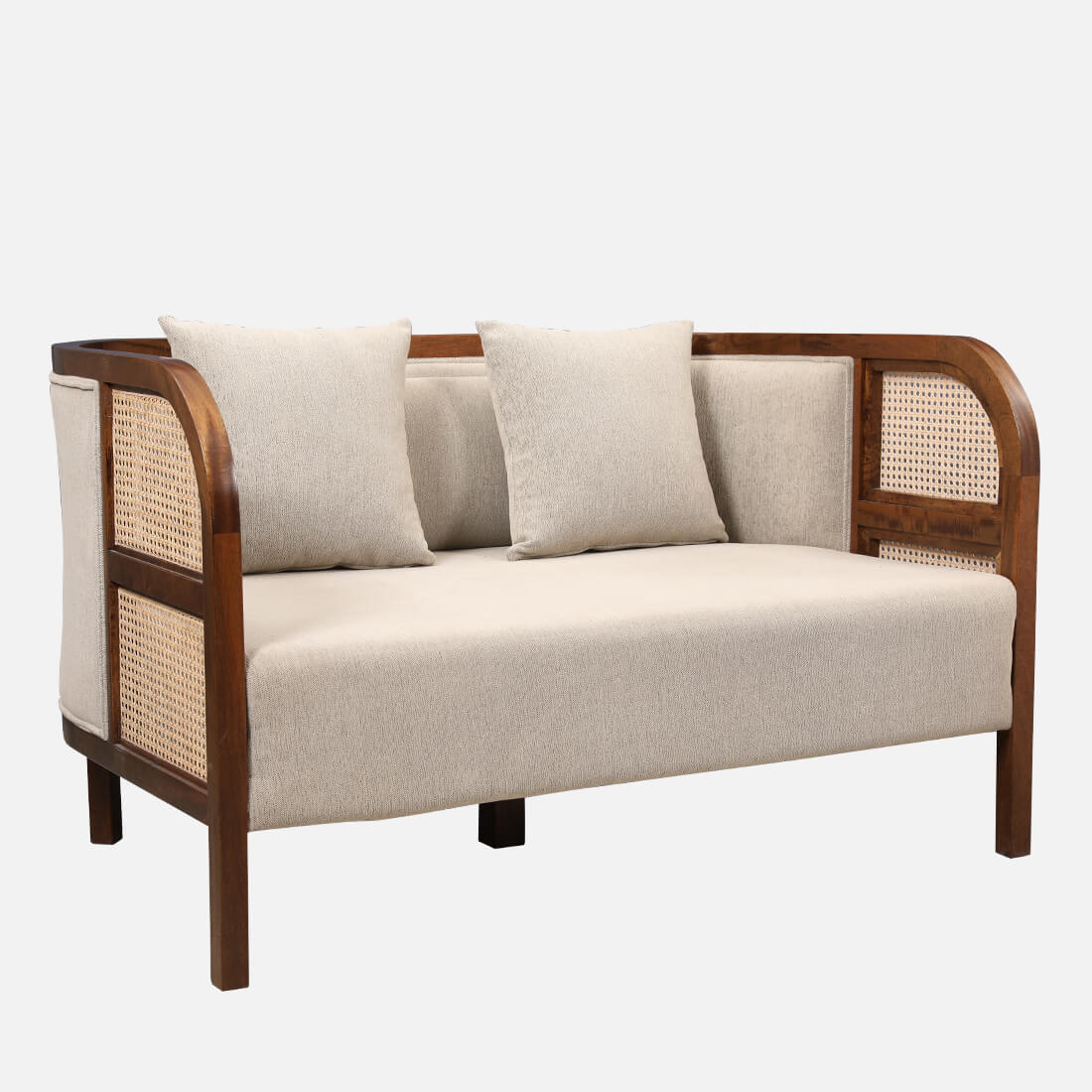 Siam Solidwood Two Seater Sofa in Beige Colour