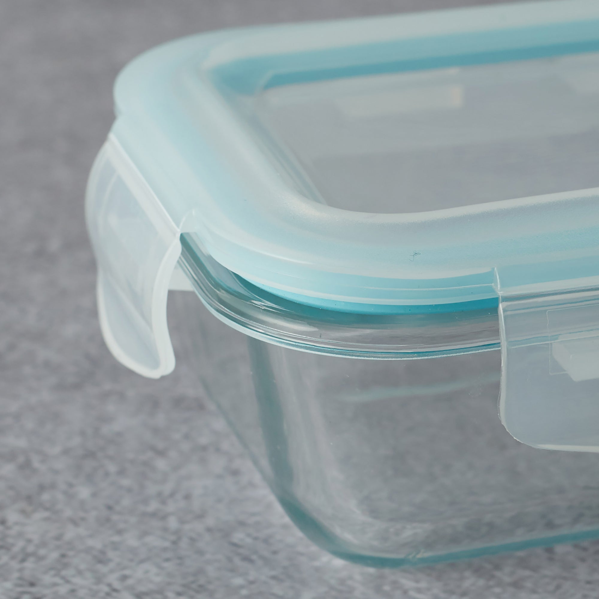 Robust Glass Rectangle Container with PP Lid 370ML in Transparent Colour