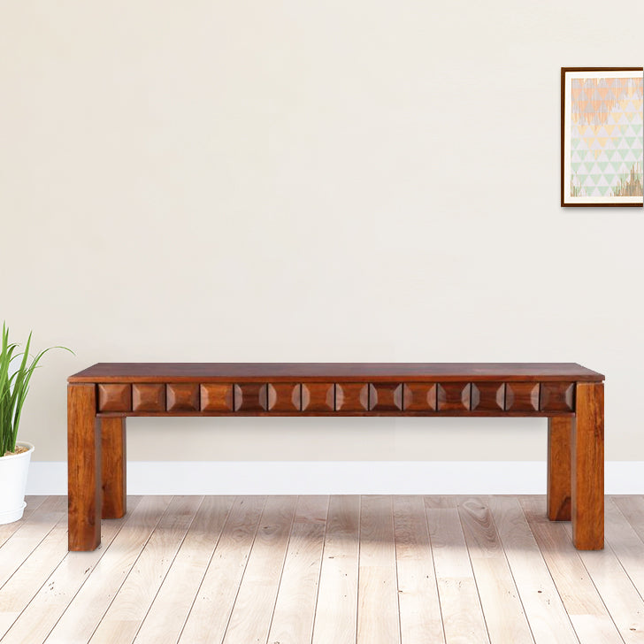 Woodrow Sheesham Wood(Rosewood) Dining Bench for 6 Seater in Honey Colour