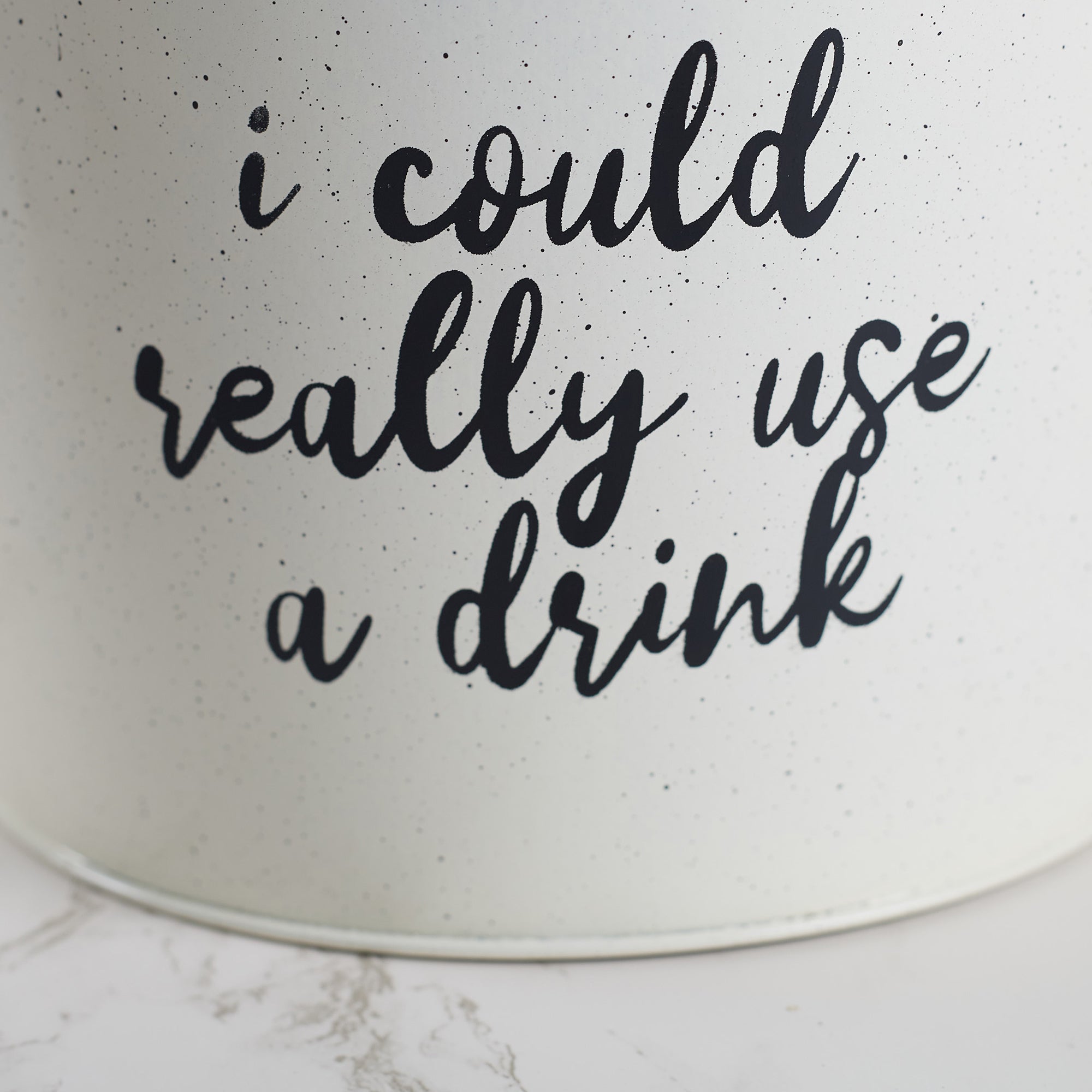 Pep Pop Metal Funky Quote Planter 19Cm in Off White & Indigo Colour