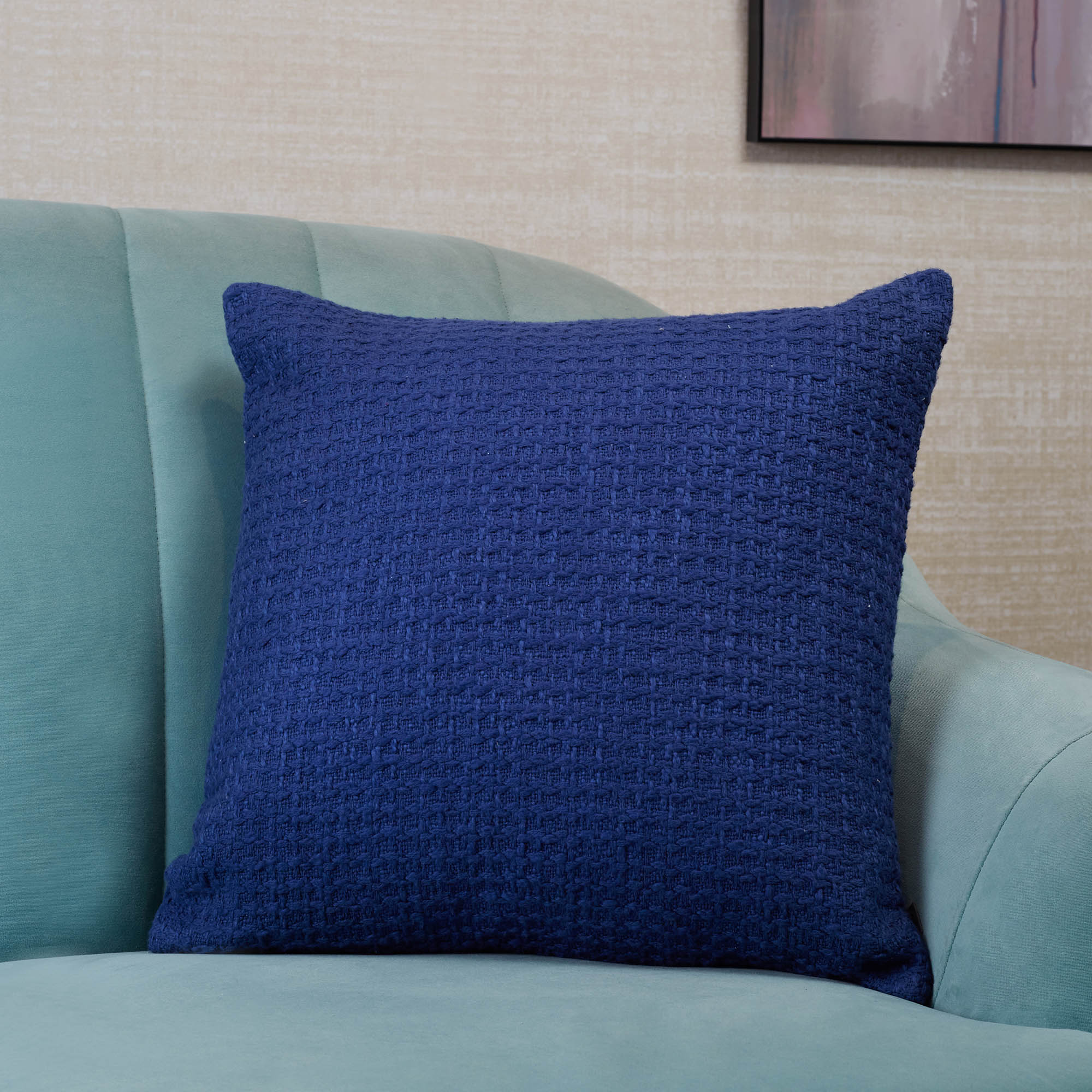 Pop Modern  Solid Textured Cushion Cover 45x45 Cm in Navy Colour