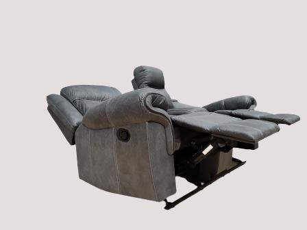 Enfield Fabric 2 Seater Recliner with Console in Grey Colour
