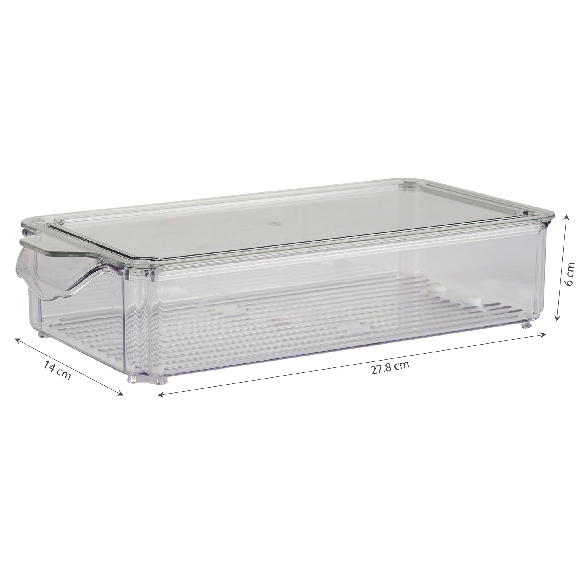 Robusto PET BPA Free Stackable Fridge Organizer with Lid & Drain - 2.35 Ltr in Transparent Colour