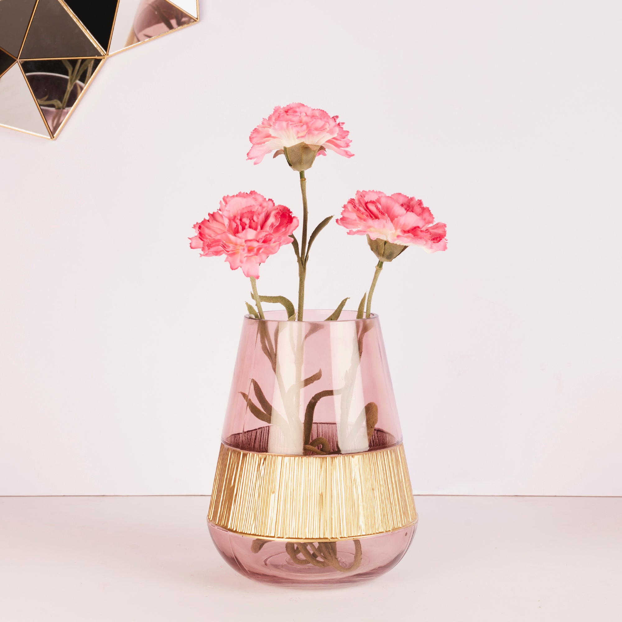 Alena Oval Glass Vase 21Cm in Blush Colour