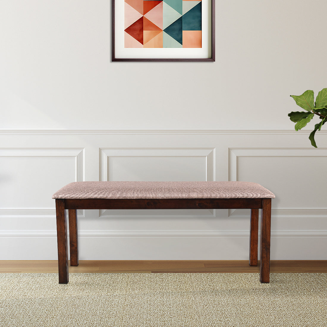 Aravali Rubberwood Six Seater Dining Bench in Antique Cherry Colour
