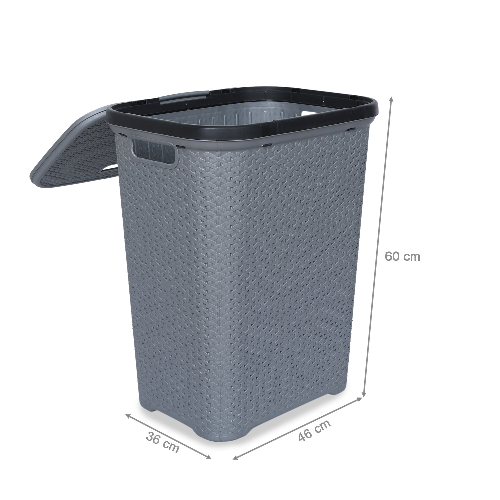 Elegance Plastic Laundry Basket 55 Ltr in Grey Colour