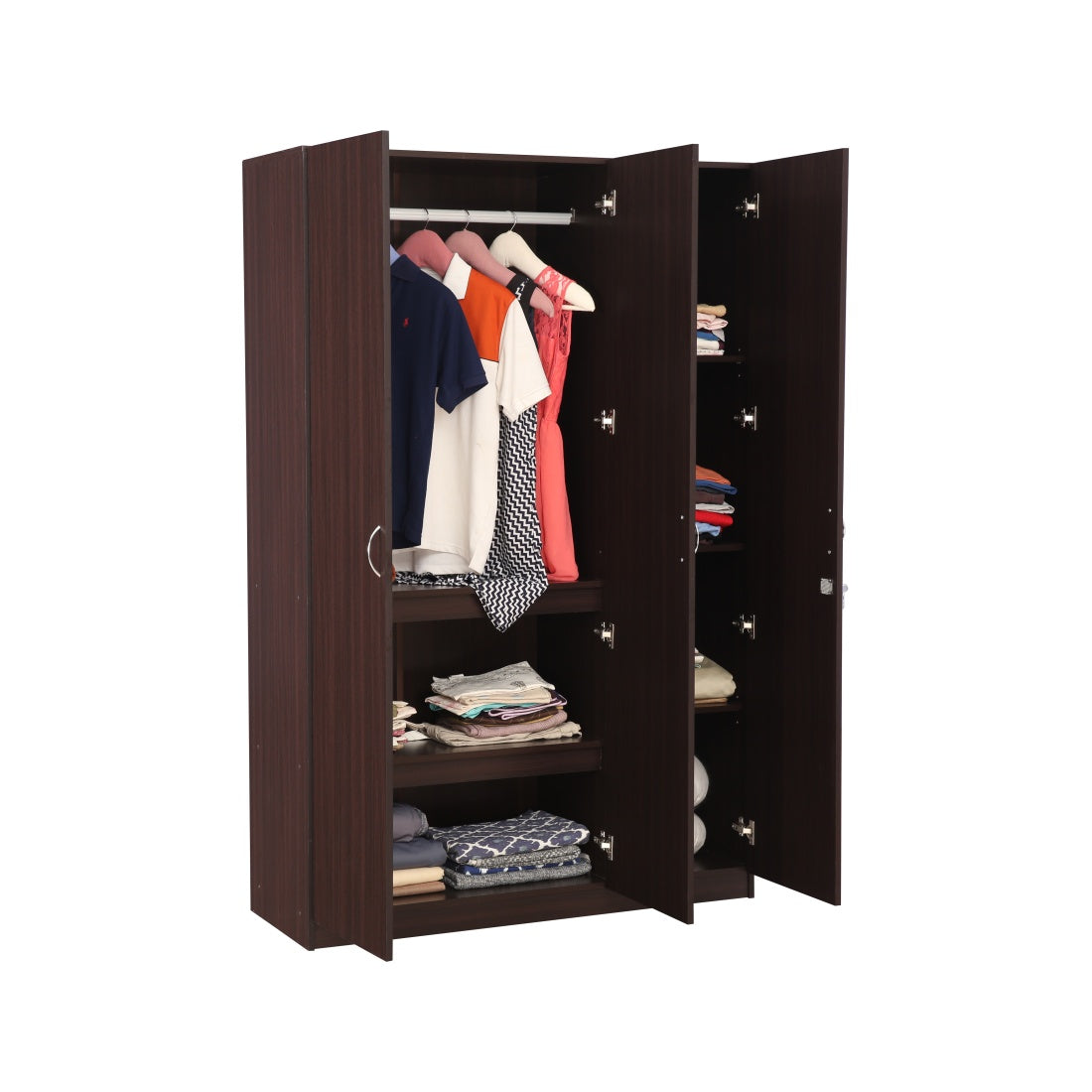Willy Engineered Wood 3 door wardrobe in Walnut Colour