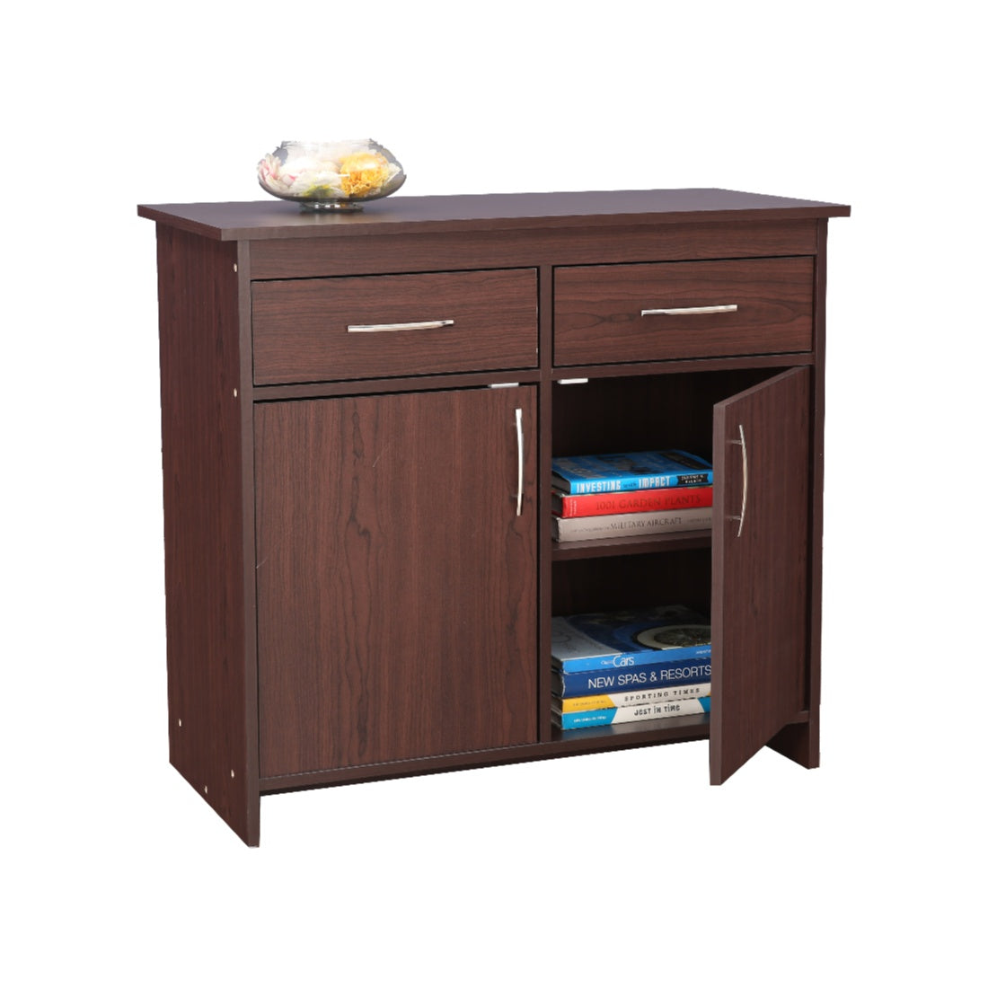 Albert Engineered Wood 2 Door Cabinet in Cherry Brown Colour