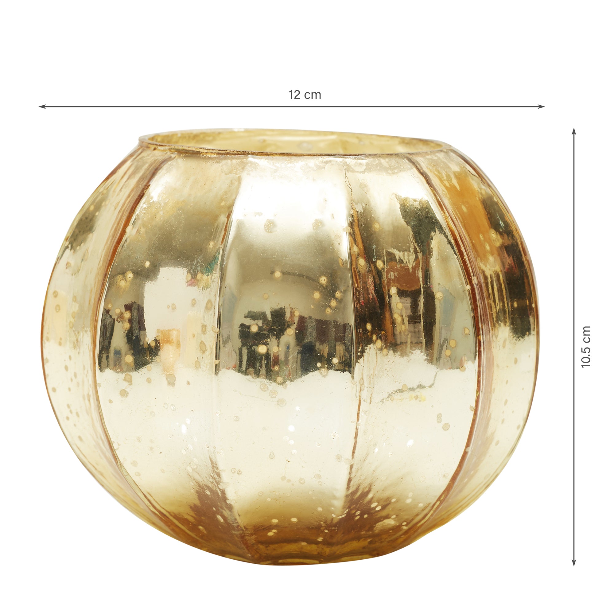Phiona Glass Pumpkin Handcrafted Mercury Votive 10 Cm in Gold Colour
