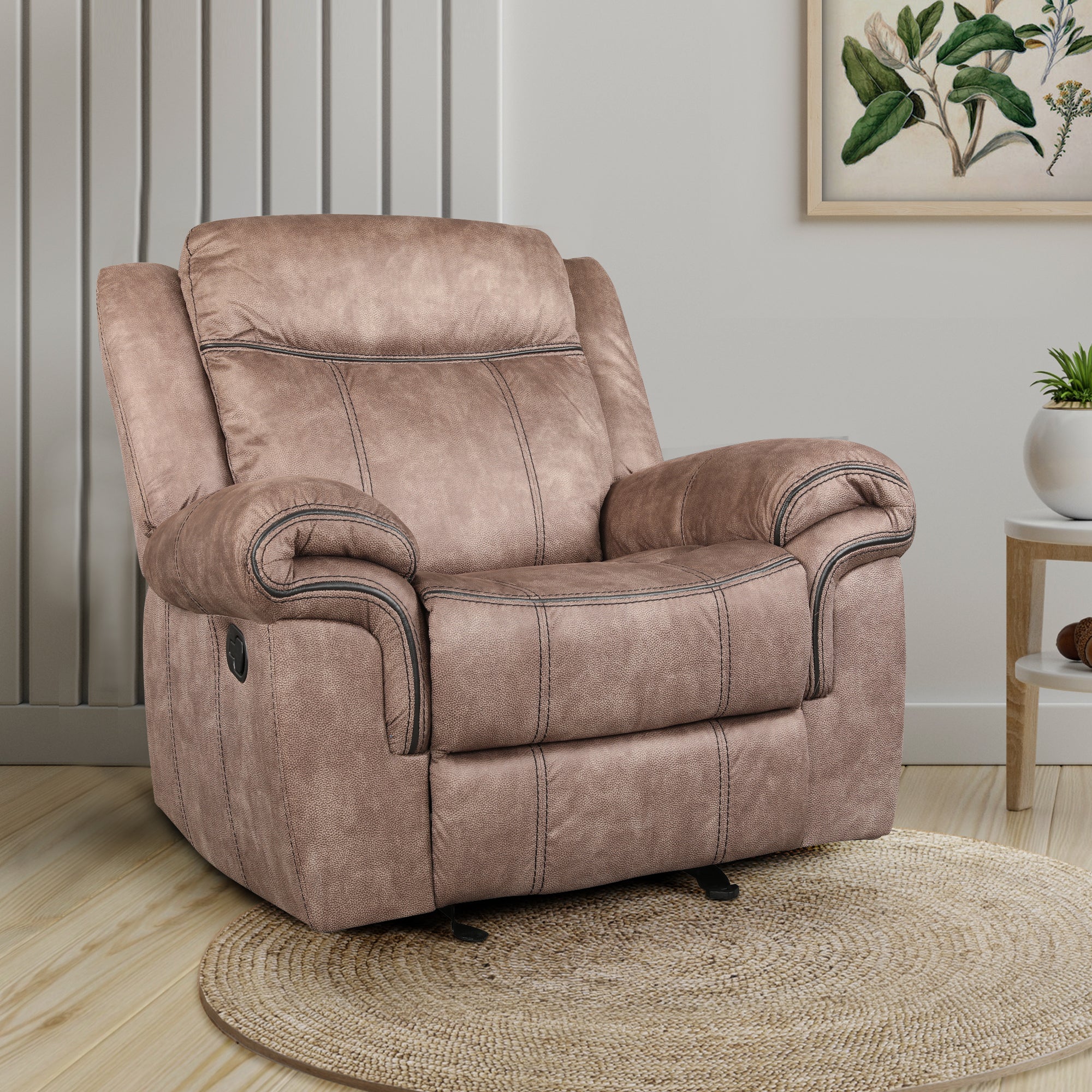 Enfield Fabric 1 Seater Rocker Recliner in Brown Colour
