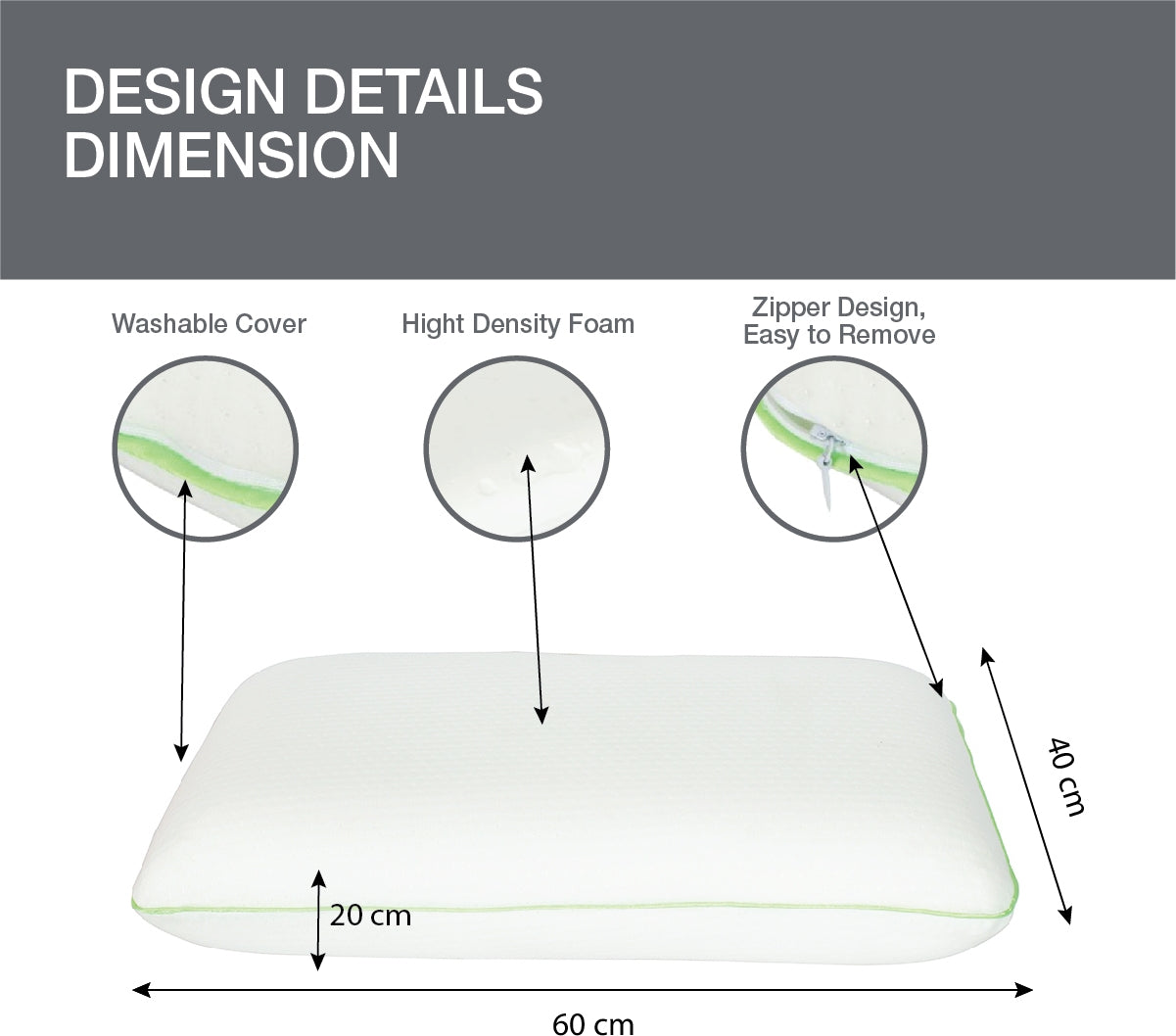 Serenity Cervical Support Memory Foam Pillow 60X40X12 Cms for Deep Sleep in White Colour