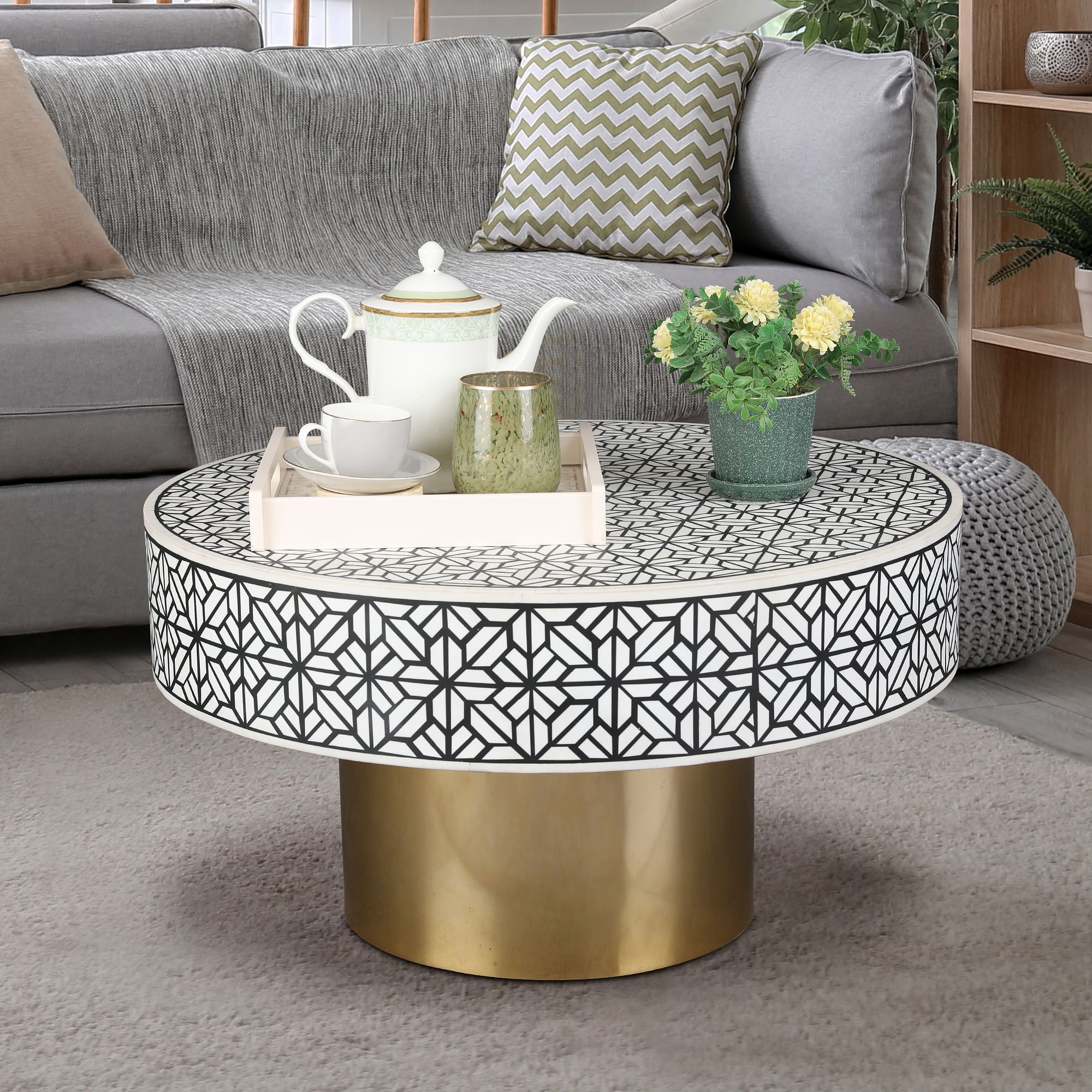 Timeless Allure (Perth 3 + 2 Seater Sofa Set + Ossein Center Table + Ossien Side Table)