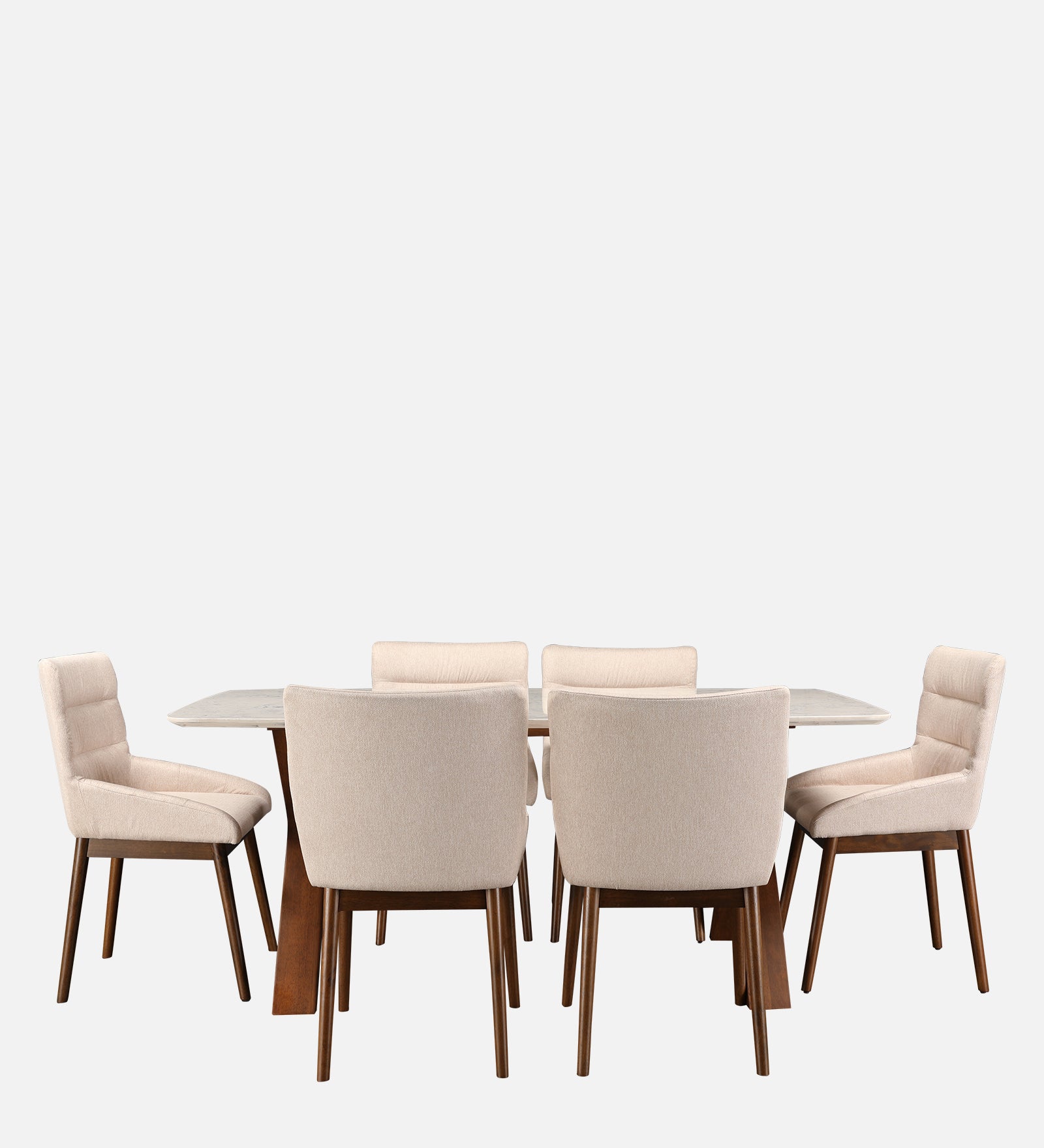 Sanddune Marble Top Six Seater Dining Set in Walnut Colour