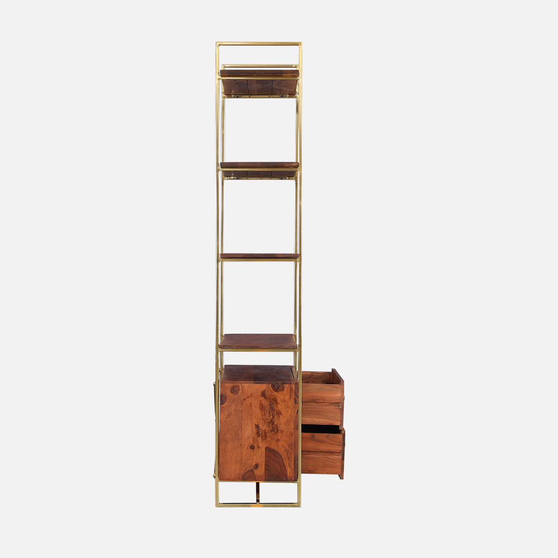 Alviya Book Shelves in Natural & Gold Colour