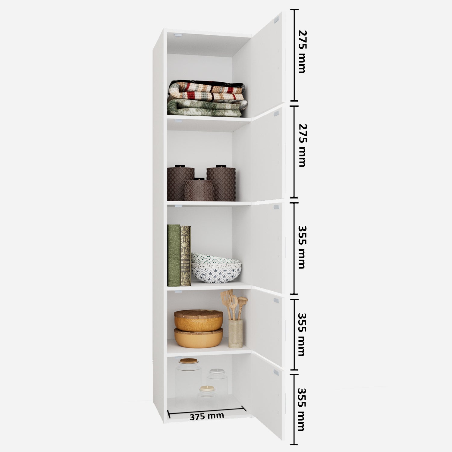 Albert Engineered Wood 5 Tier Cabinet in White Colour