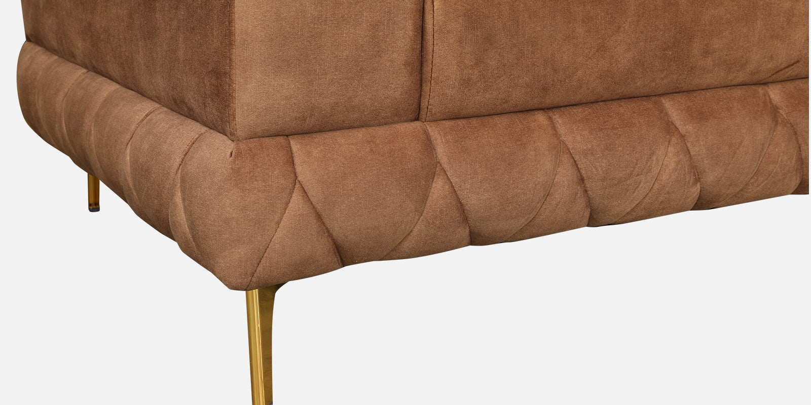 Plume Velvet Fabric Three Seater Sofa in Brown Colour