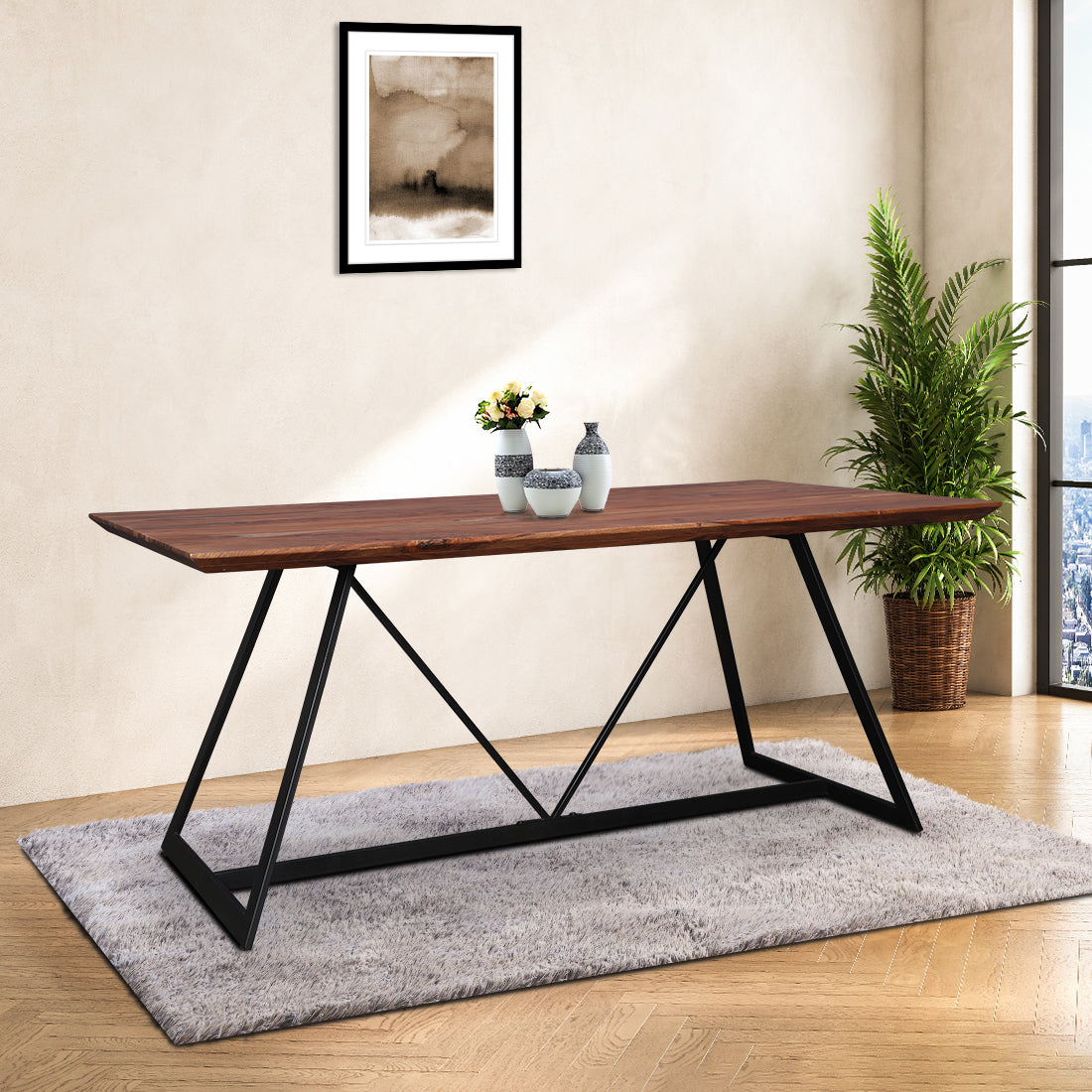 Axel  Six Seater Dining Table in Natural Sheesham Colour