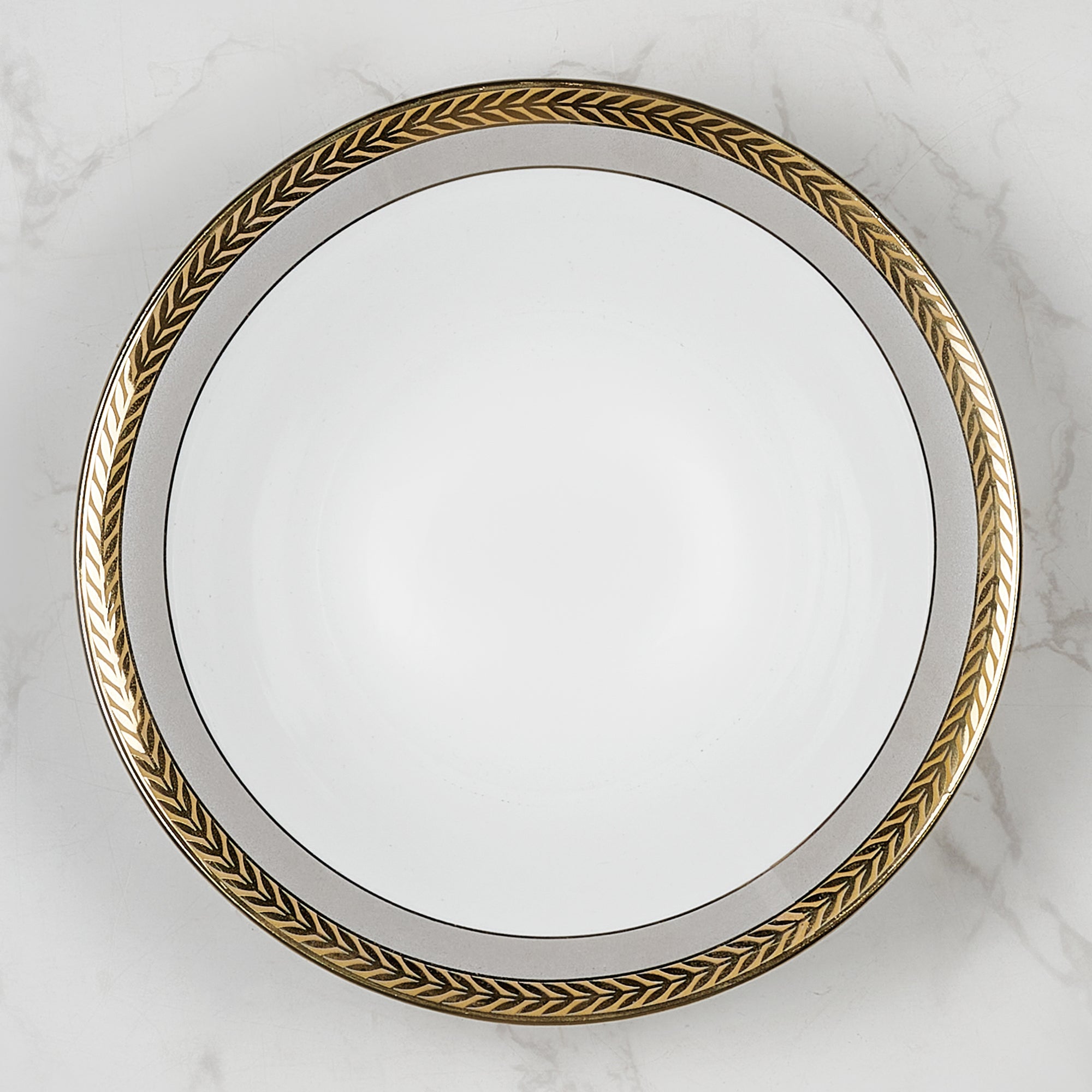 Amour Real Gold-Plated Bone China Diana Serving Bowl in Grey & White Colour