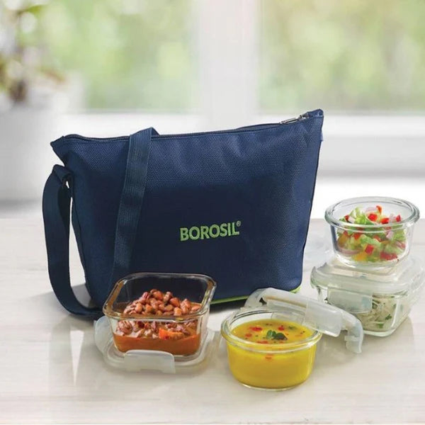 Borosil Daisy Lunch Box Set Of 4