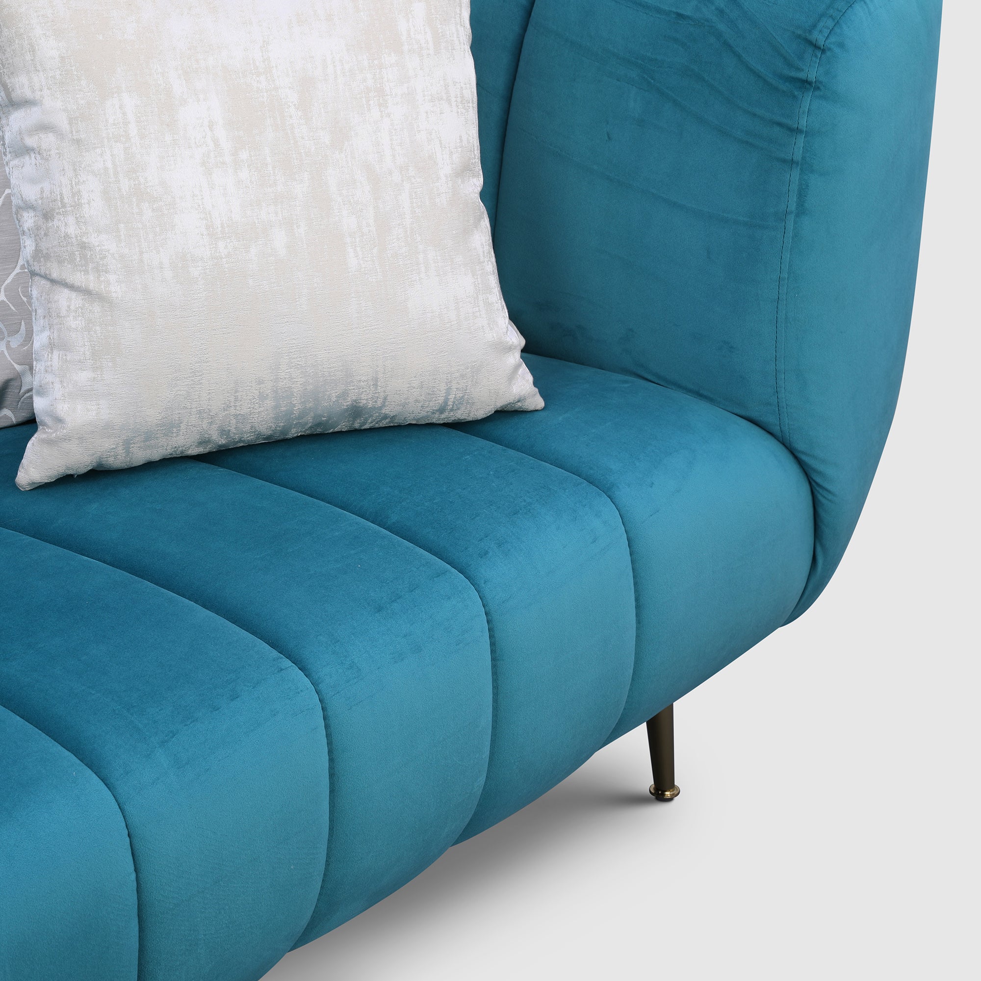 Catalina Velvet Three Seater Sofa in Teal Colour