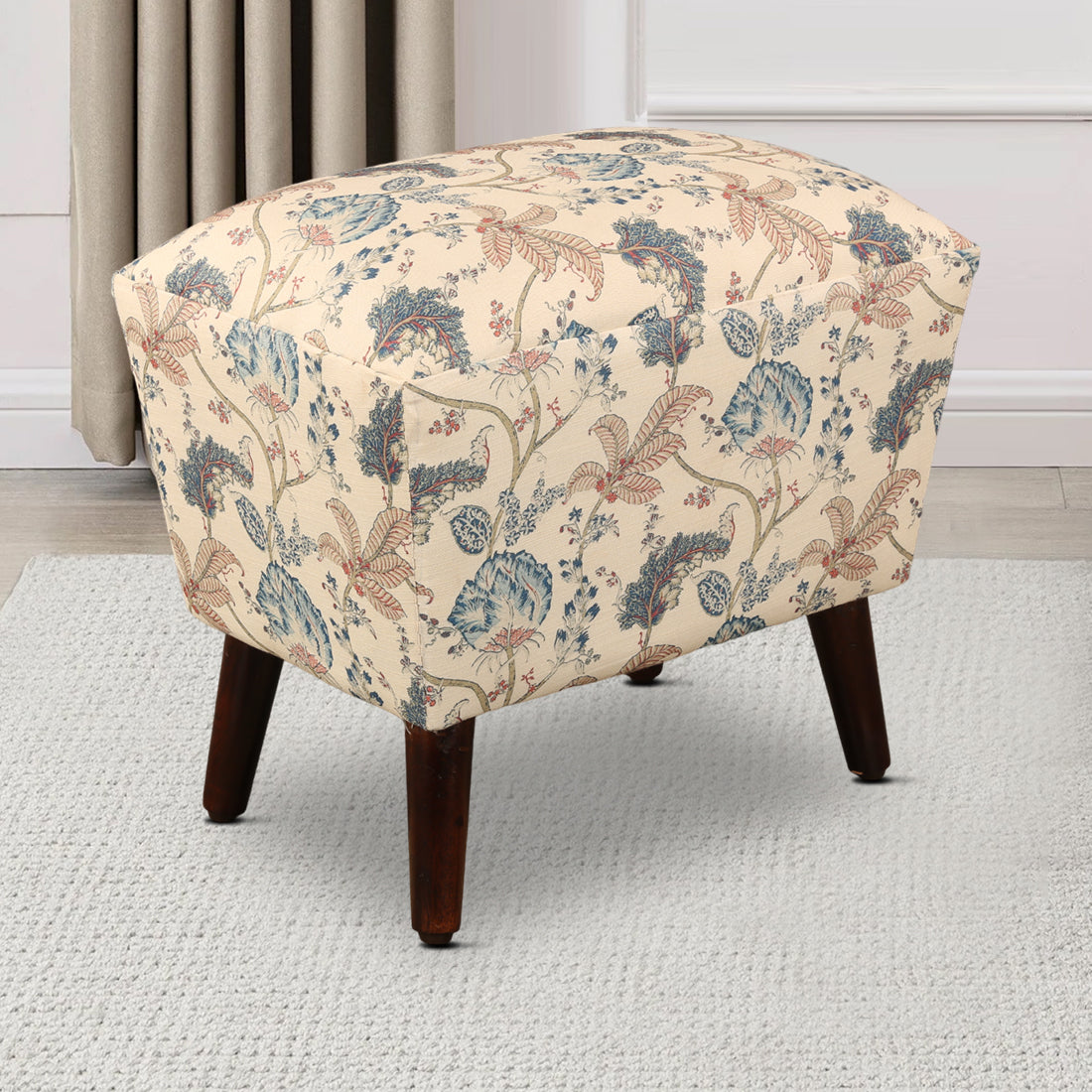 Azalea Fabric Ottomans in Peach Printed Colour