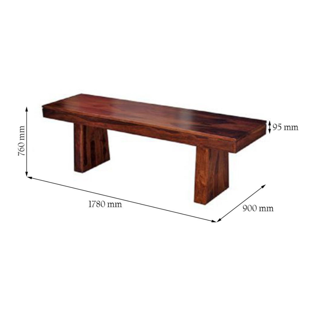 Austin Sheesham Wood(Rosewood) 6 Seater Dining Table in Honey Colour
