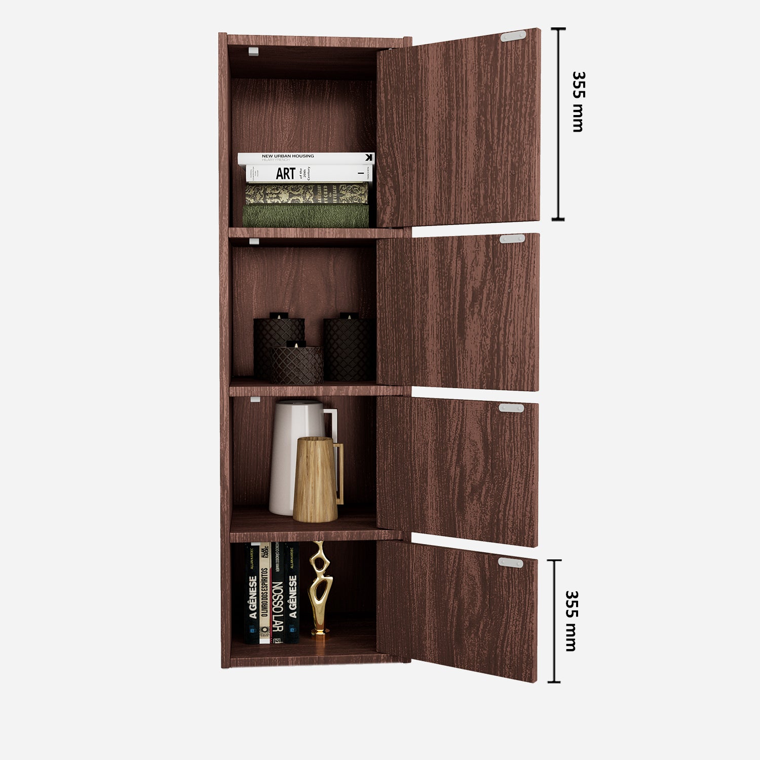 Albert Engineered Wood 4 Tier Cabinet in Cherry Brown Colour